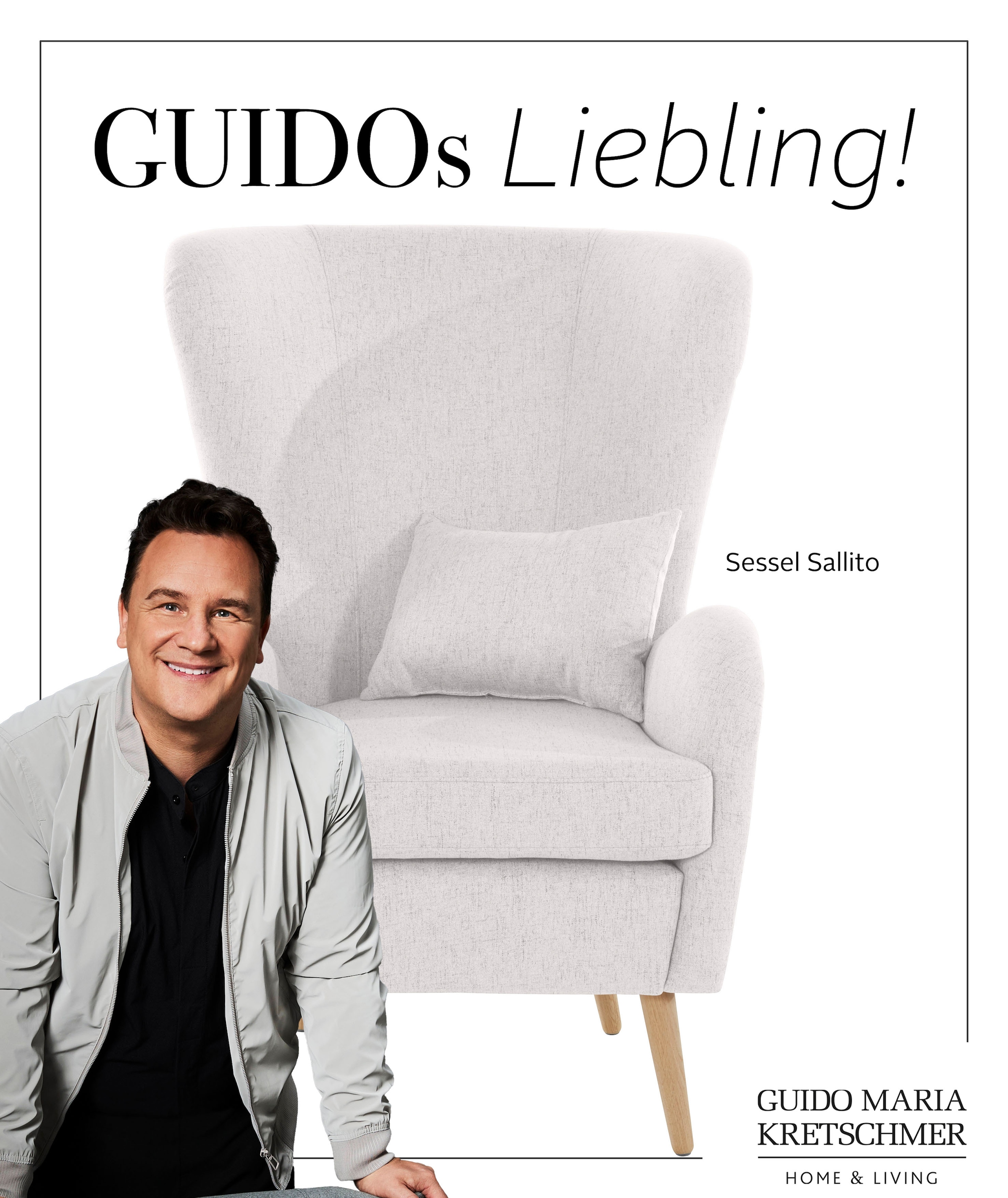 Guido Maria Kretschmer Home&Living Sessel »Sallito, TV-Sessel, Ohrensessel mit«, Hocker, in vielen Bezugsqualitäten, auch in Samtcord