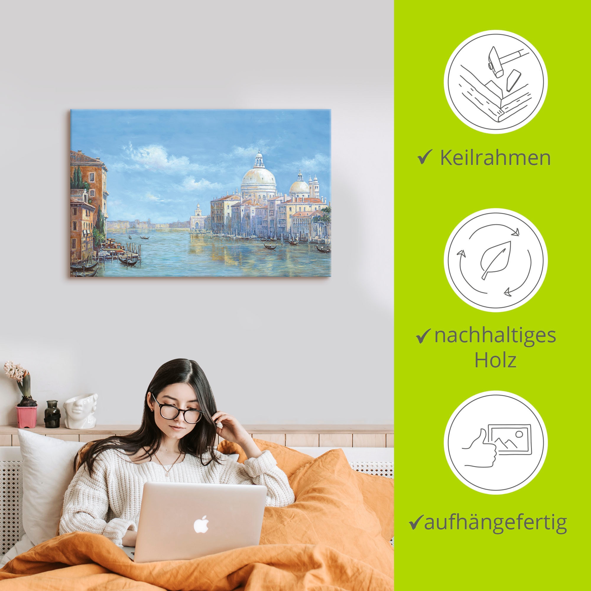 Artland Leinwandbild »Venedig« Europa 1 Stk. tlg. auf Holzrahmen gespannt