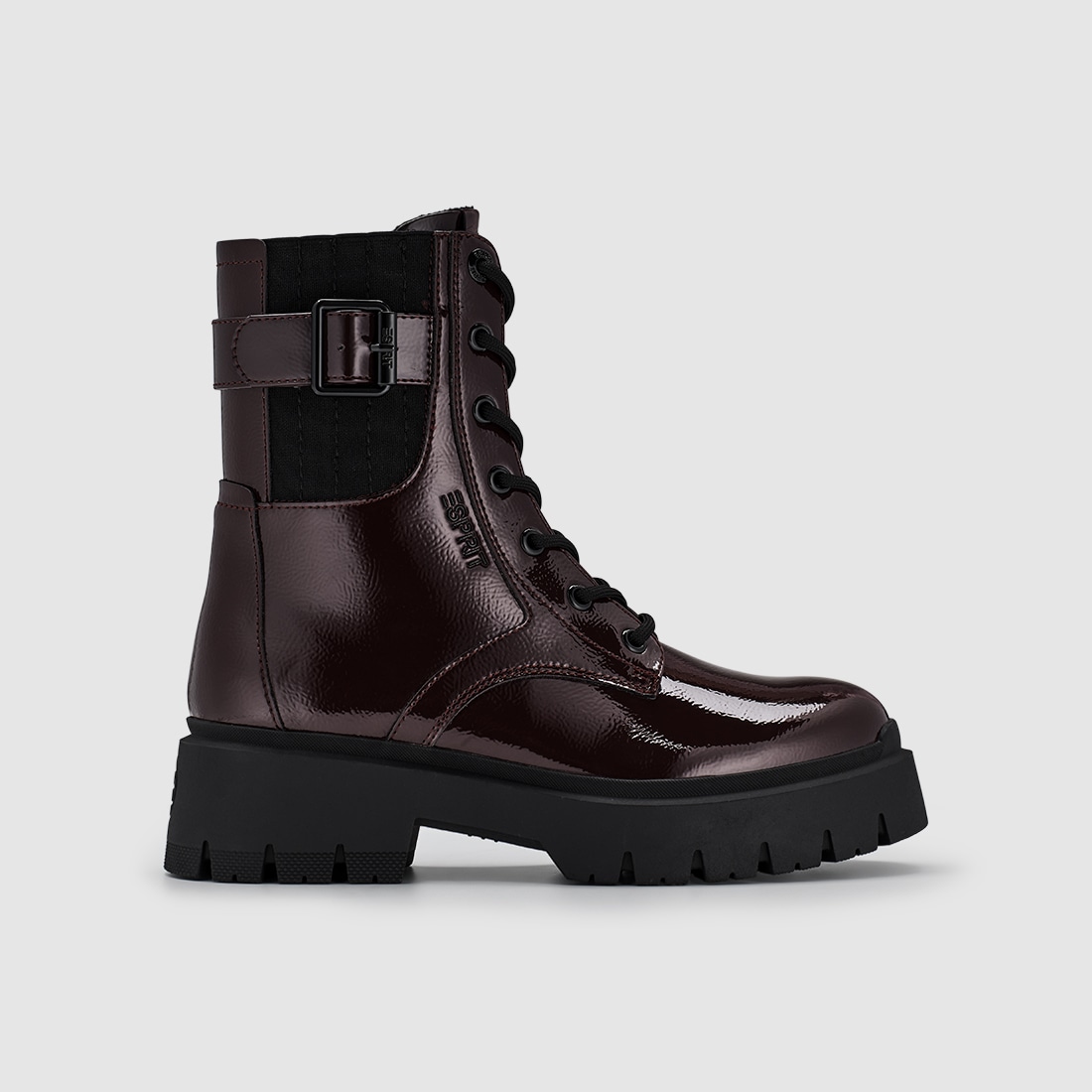 Esprit Schnürboots »MILLIE«  Schnürstiefelette, Blockabsatz, in Lack-Optik