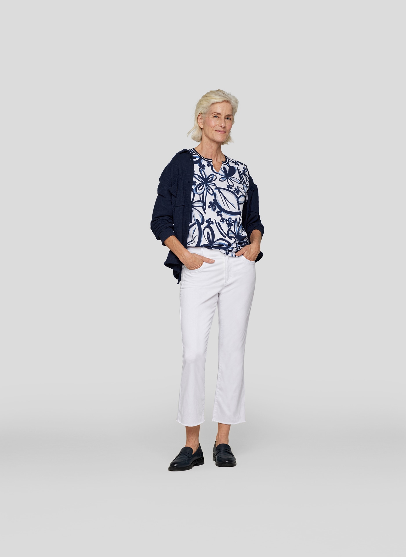 Rabe Rundhalsshirt, mit floralem Muster