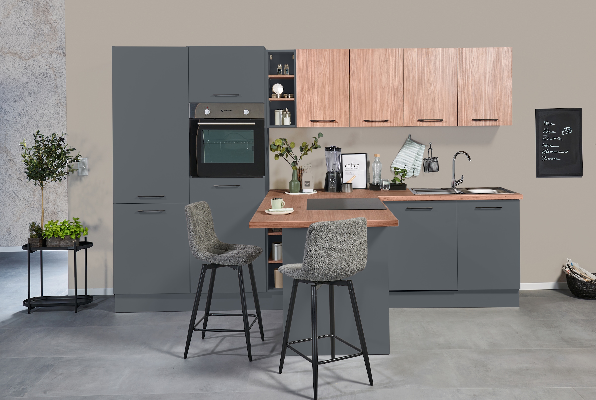 BASIC by Balculina Küchenzeile »Girona B/H/T 325x211x200 cm« Breite 325cm, wahlweise mit E-Geräte, Softclose