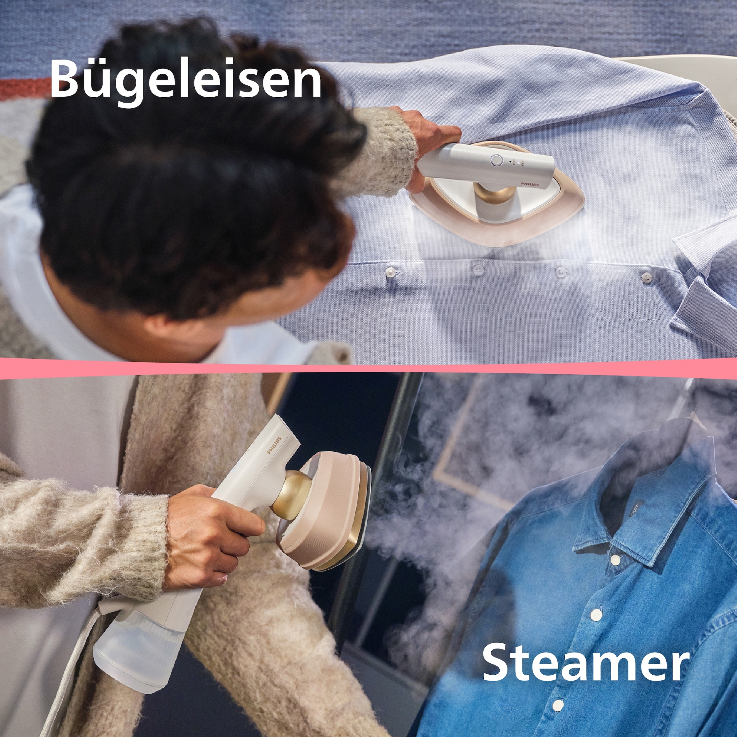 Philips Dampfbügeleisen »GC213/10 OneTurn 2-in-1 Bügeleisen & Steamer, StyleMat & Dock inkl.« 1800 W SteamGlide Plus, 200ml Wasserbehälter und 90 g Dampfstoß