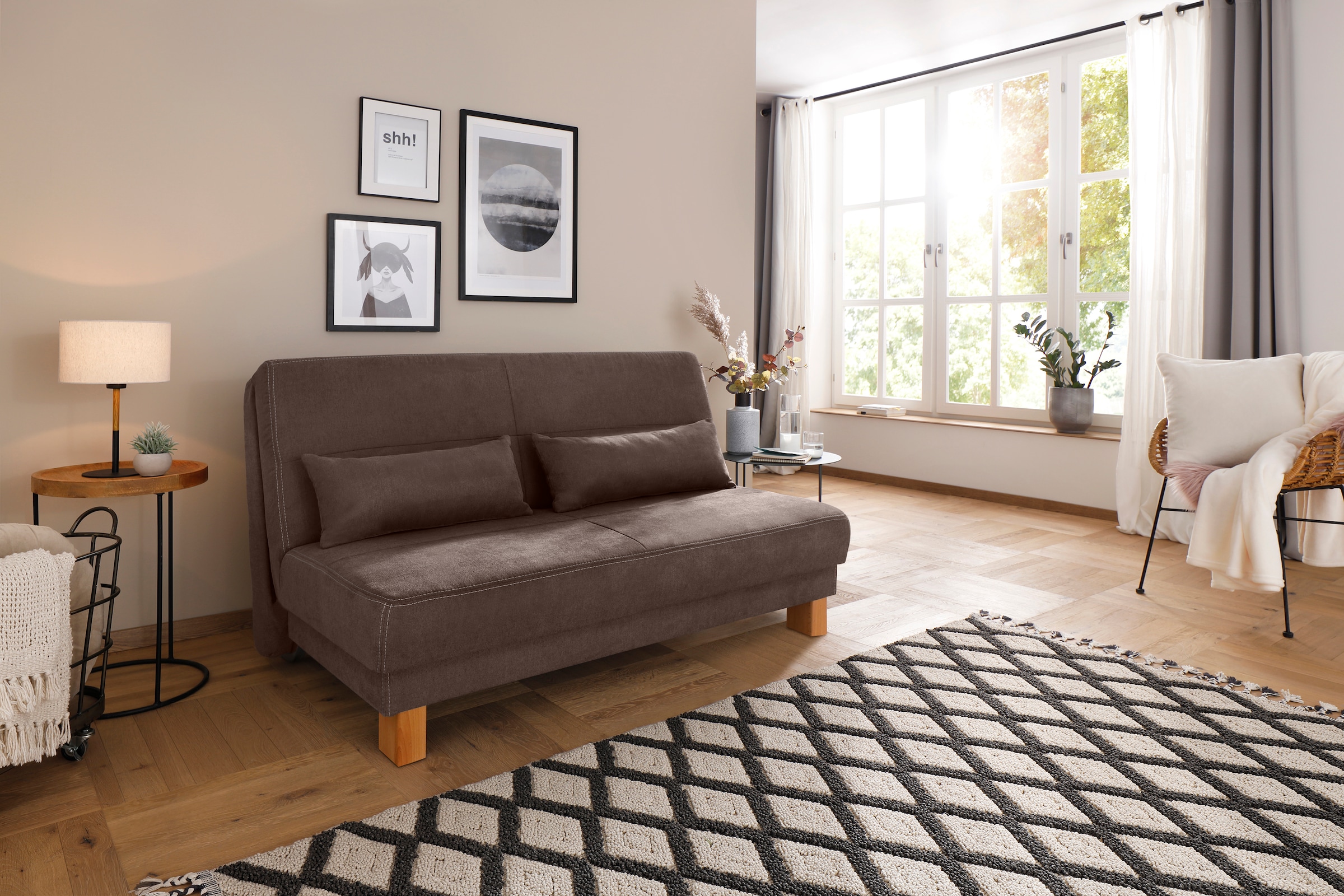 Home affaire Schlafsofa »Gina«, vom Sofa zum Bett mit einem Handgriff, in 4 Breiten, Nierenkissen