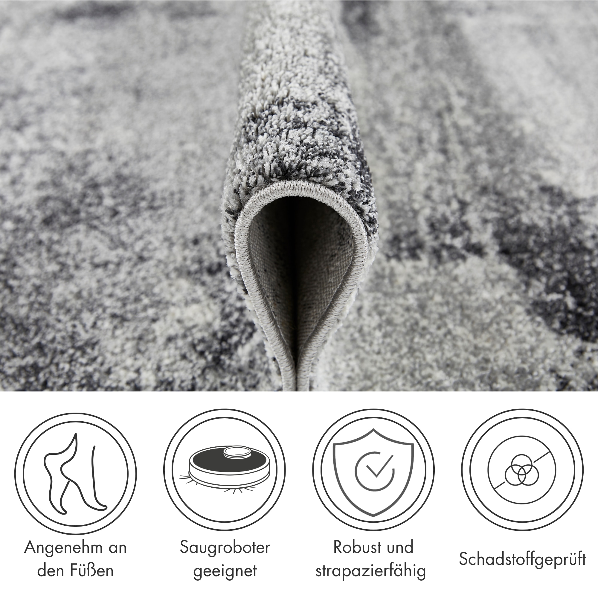 Andiamo Teppich »Luna«, rund, 7 mm Höhe, Kurzflor, modernes Design, ideal im Wohnzimmer & Schlafzimmer