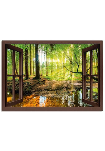 Wandbild »Fensterblick - Wald mit Bach«, Wald, (1 St.)
