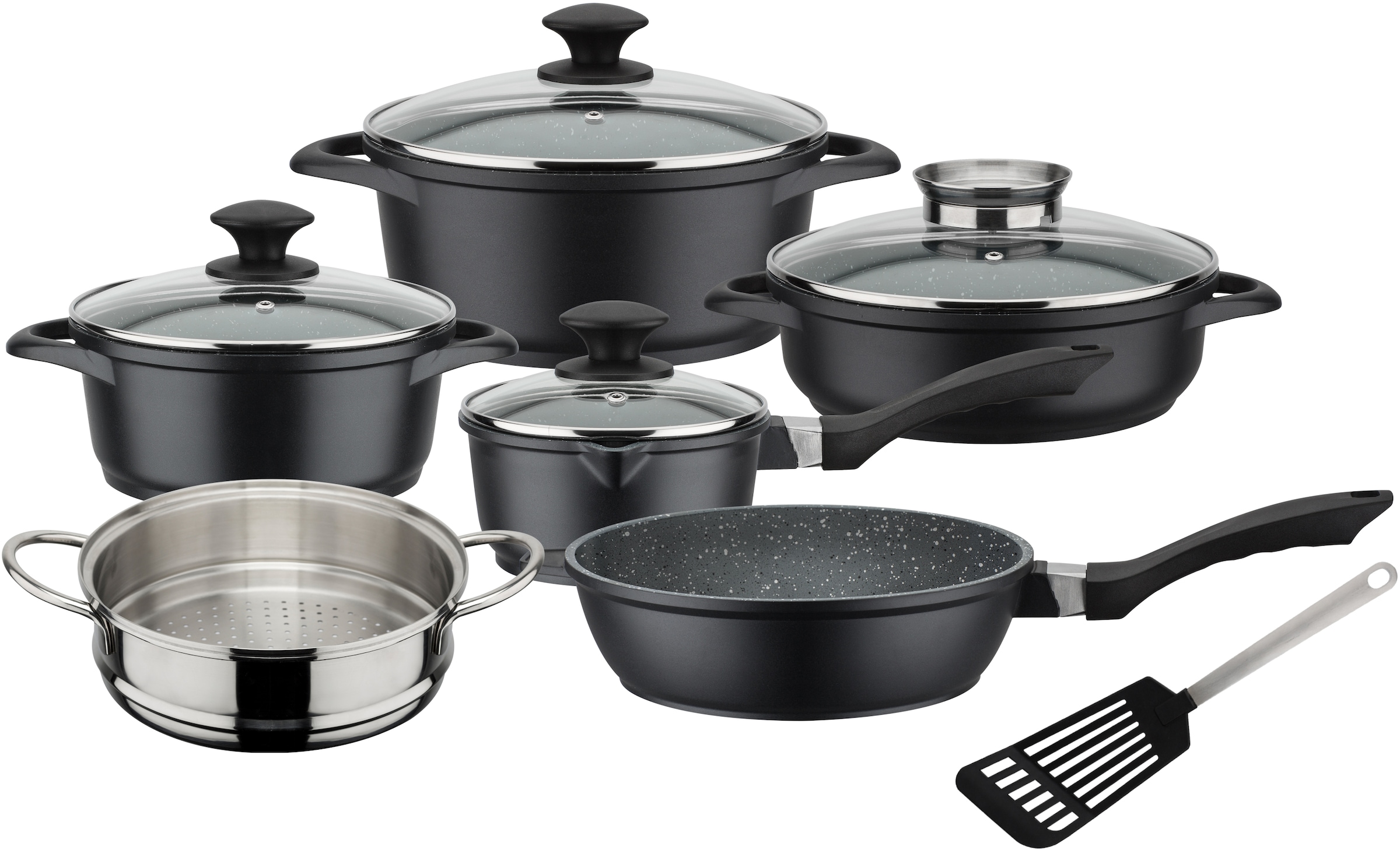 XXL GSW 3 (Set, 11 mit tlg.), »Gourmet Aluminiumguss, Garantie Induktion Granit«, Topf-Set Jahren