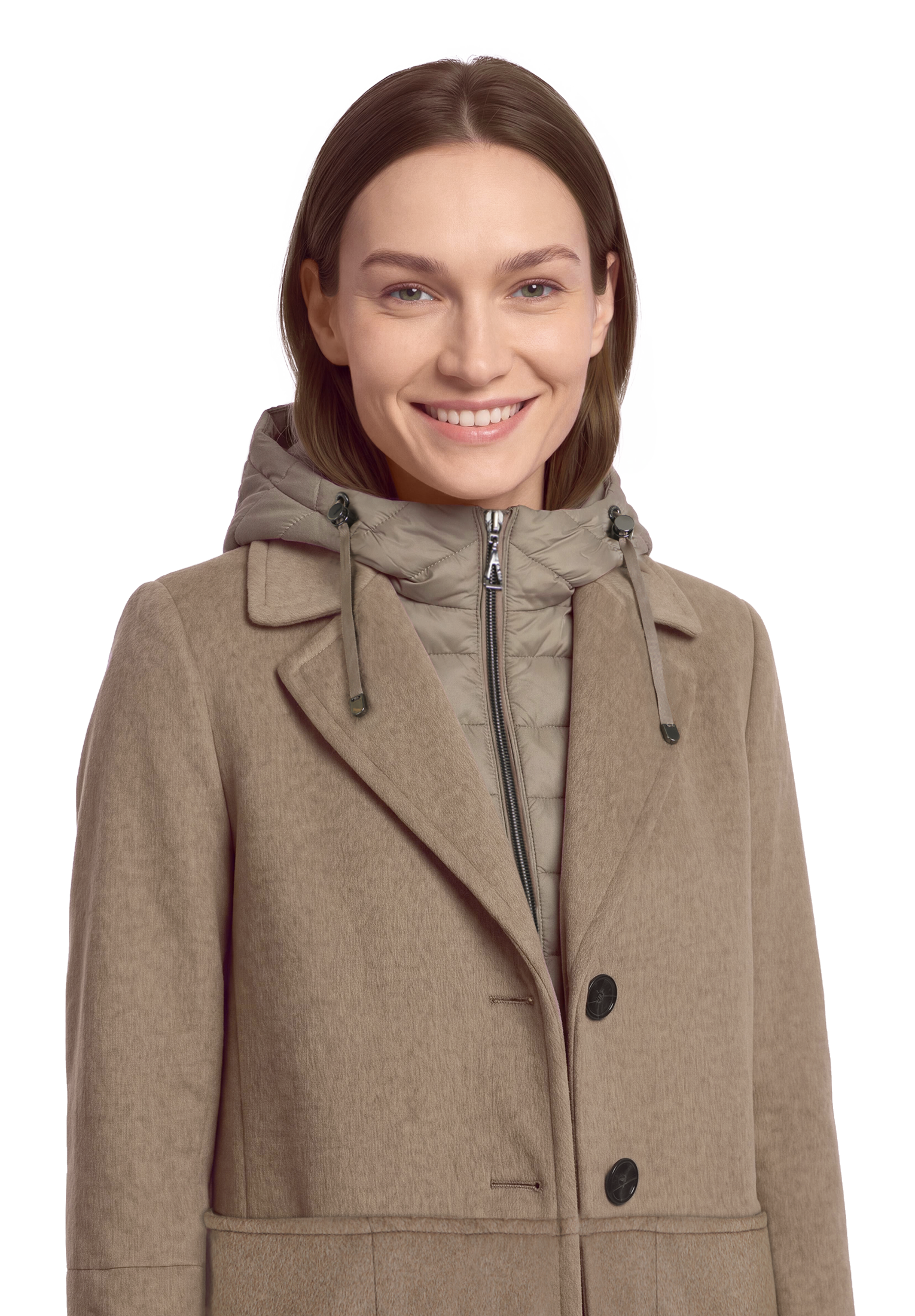 Gil Bret Wolljacke mit Kapuze mit Reverskragen und Steppkapuze