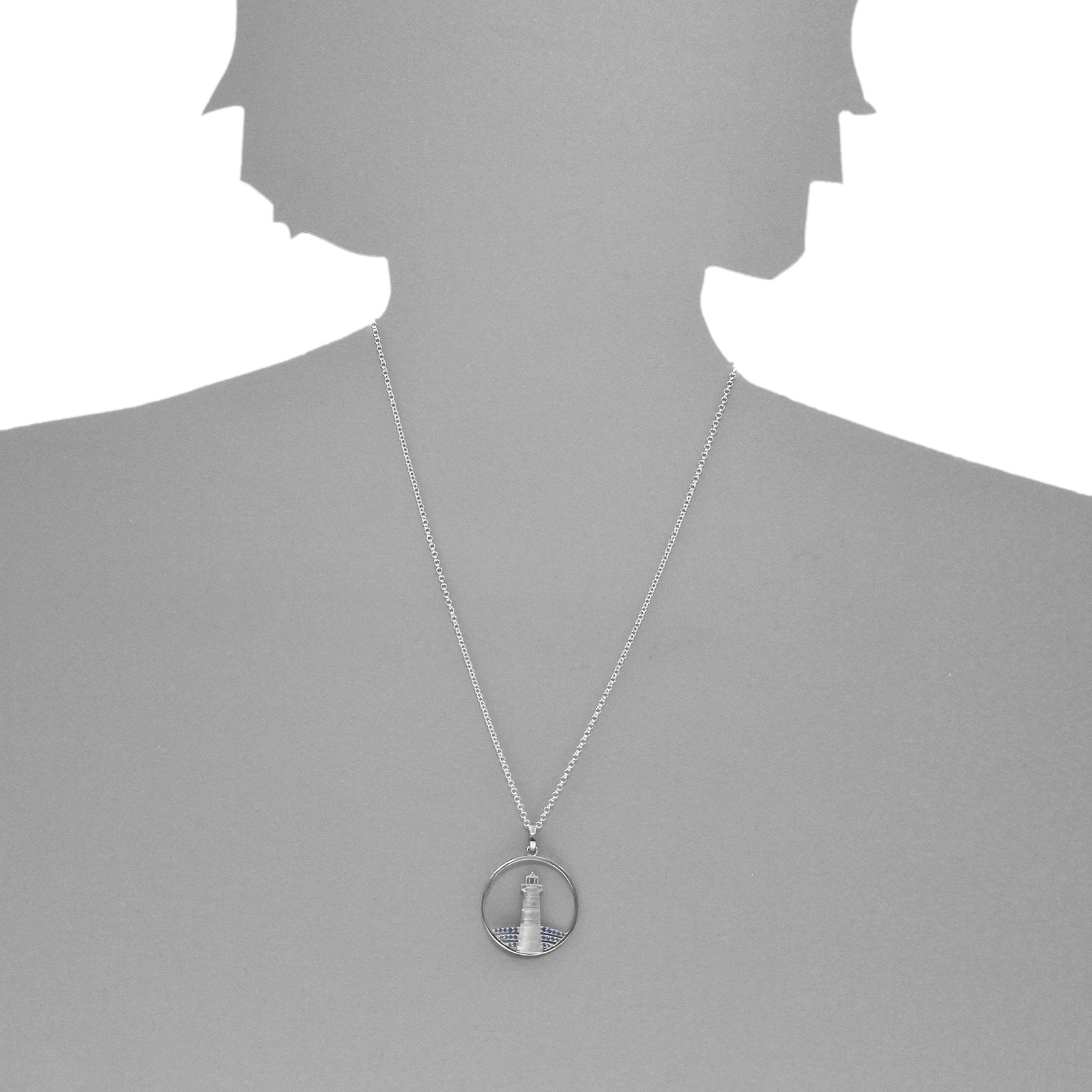 OSTSEE-SCHMUCK Kettenanhänger »- Leuchtturm 30 mm - Silber 925/000 - Zirkonia«