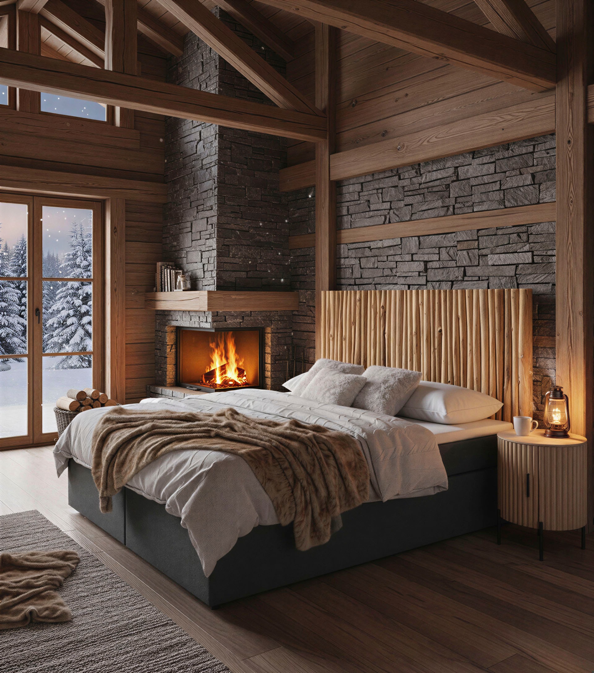 SIT Boxspringbett Mit Kopfteil aus Ästen