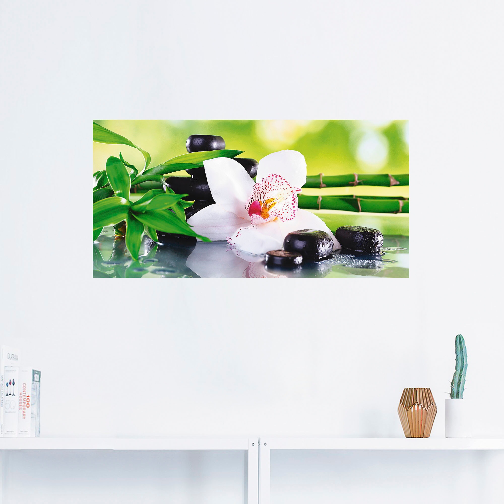Artland Wandbild »Spa Steine Bambus Zweige Orchidee«, Zen, (1 St.), als Alubild, Outdoorbild, Leinwandbild, Poster, Wandaufkleber