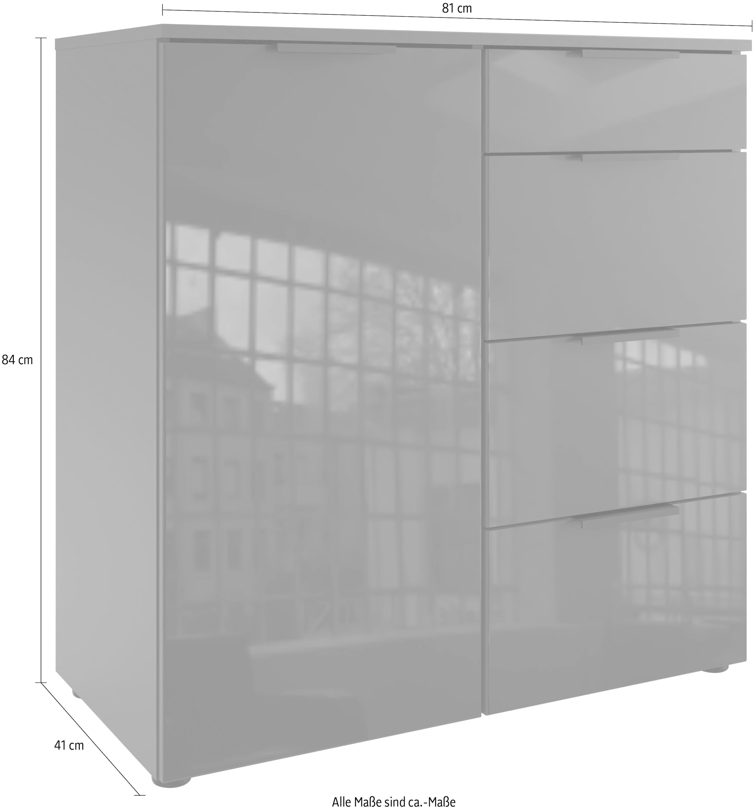 Wimex Kombikommode »Level 36C by fresh to go«, mit Glaselementen auf der Front, soft-close Funktion, 81cm breit