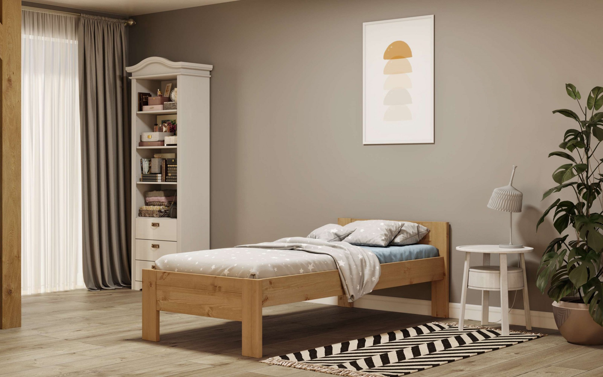 Home affaire Massivholzbett »Hero, hohe Belastbarkeit, FSC®-zertifizierte Kiefer«, (Breite/Belastbarkeit 140cm/180 KG, 90cm/=120 KG), aus massiver Kiefer, inklusive Lattenrost, zeitloses Design
