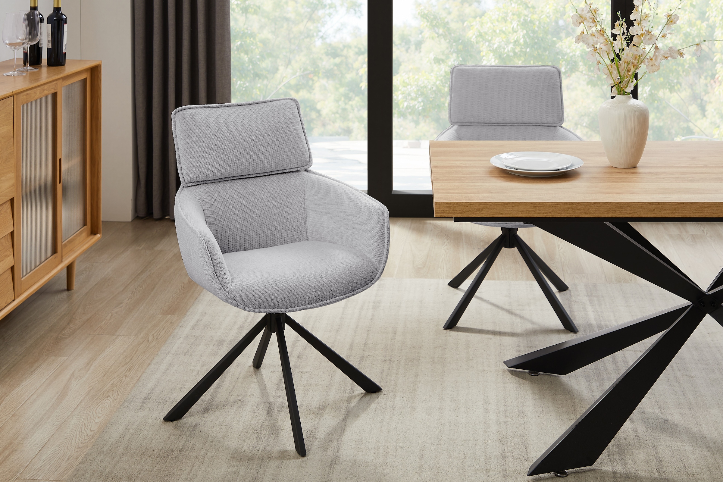 Home affaire Esszimmerstuhl »Cusey«, 1 St., Webstoff, mit 360° Metallfuß, Komfort-Rückenlehne und hautfreundlichem Webstoff