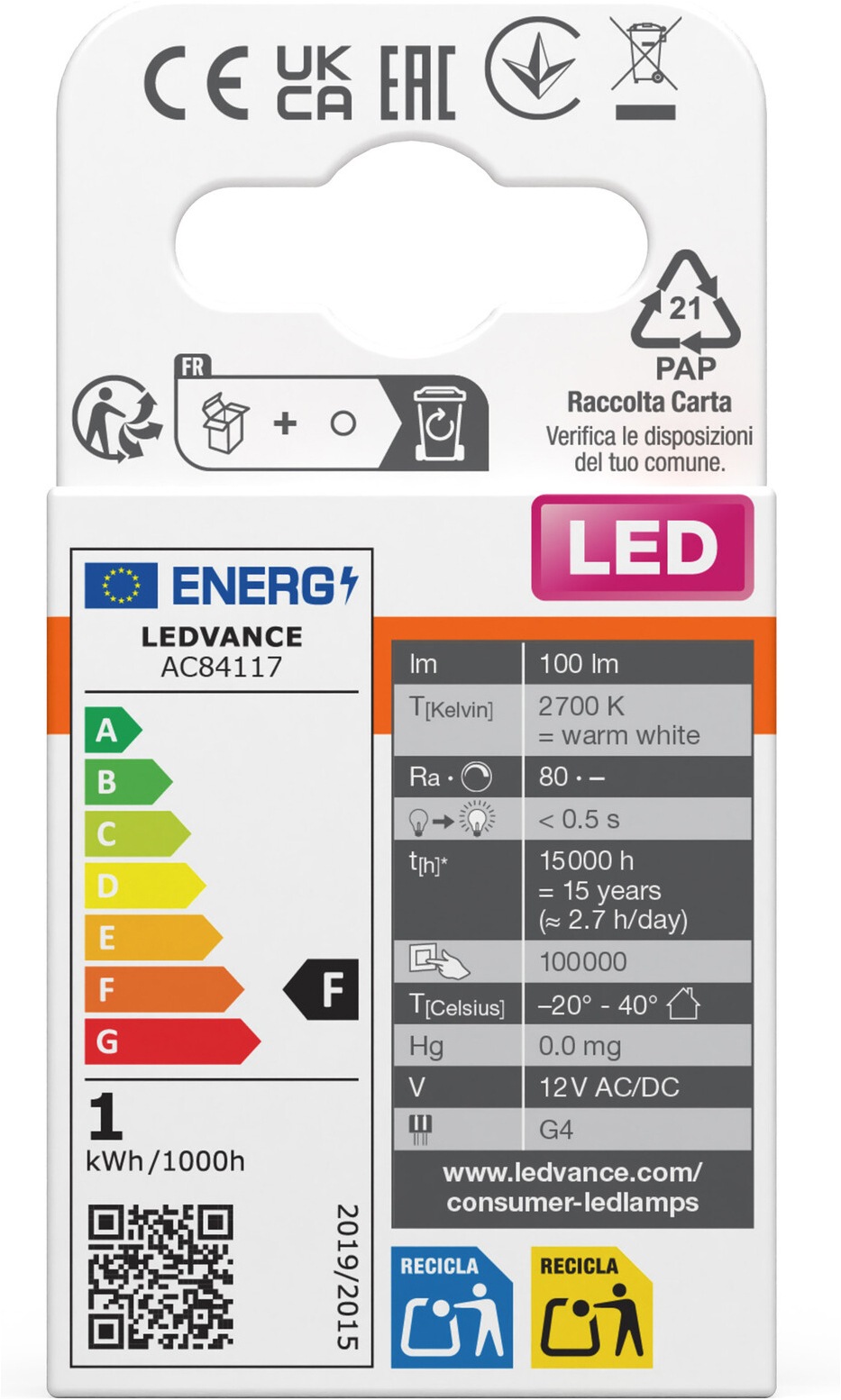 Osram LED-Leuchtmittel »LED PIN Lampe« G4 2 Stk. Warmweiß