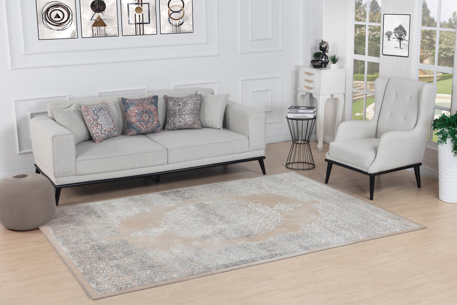 Livabliss Teppich »LOCKPORT«, rechteckig, 10 mm Höhe, Kurzflor Orientteppich, Wohnzimmer, Schlafzimmer, Beige