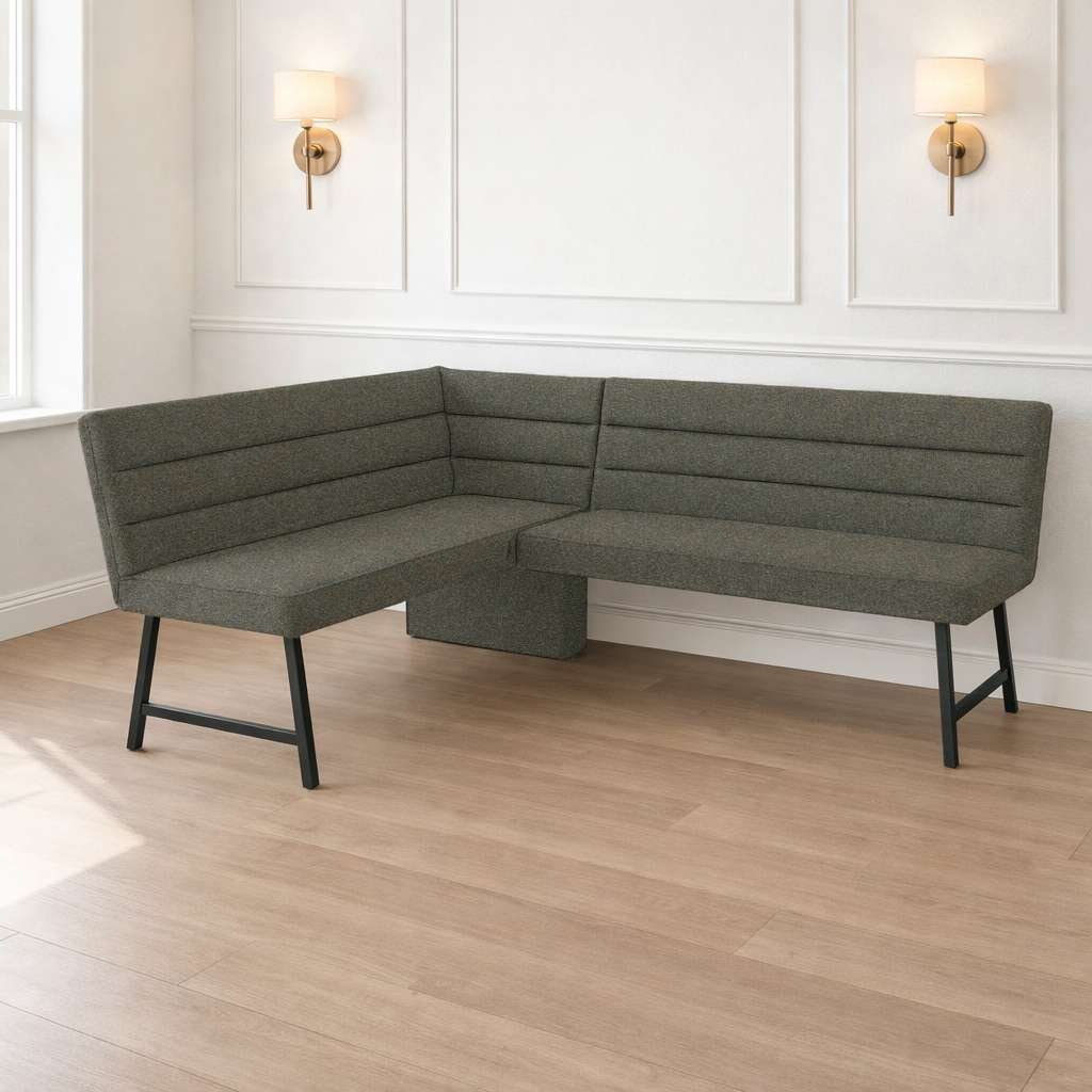 OTTO home Eckbankgruppe »Oregon Essecke, Sitzgruppe, Küchenbankgruppe« Set, 4er, 4 tlg. Eckbank mit Metallfüßen, Esstisch in Eiche massiv