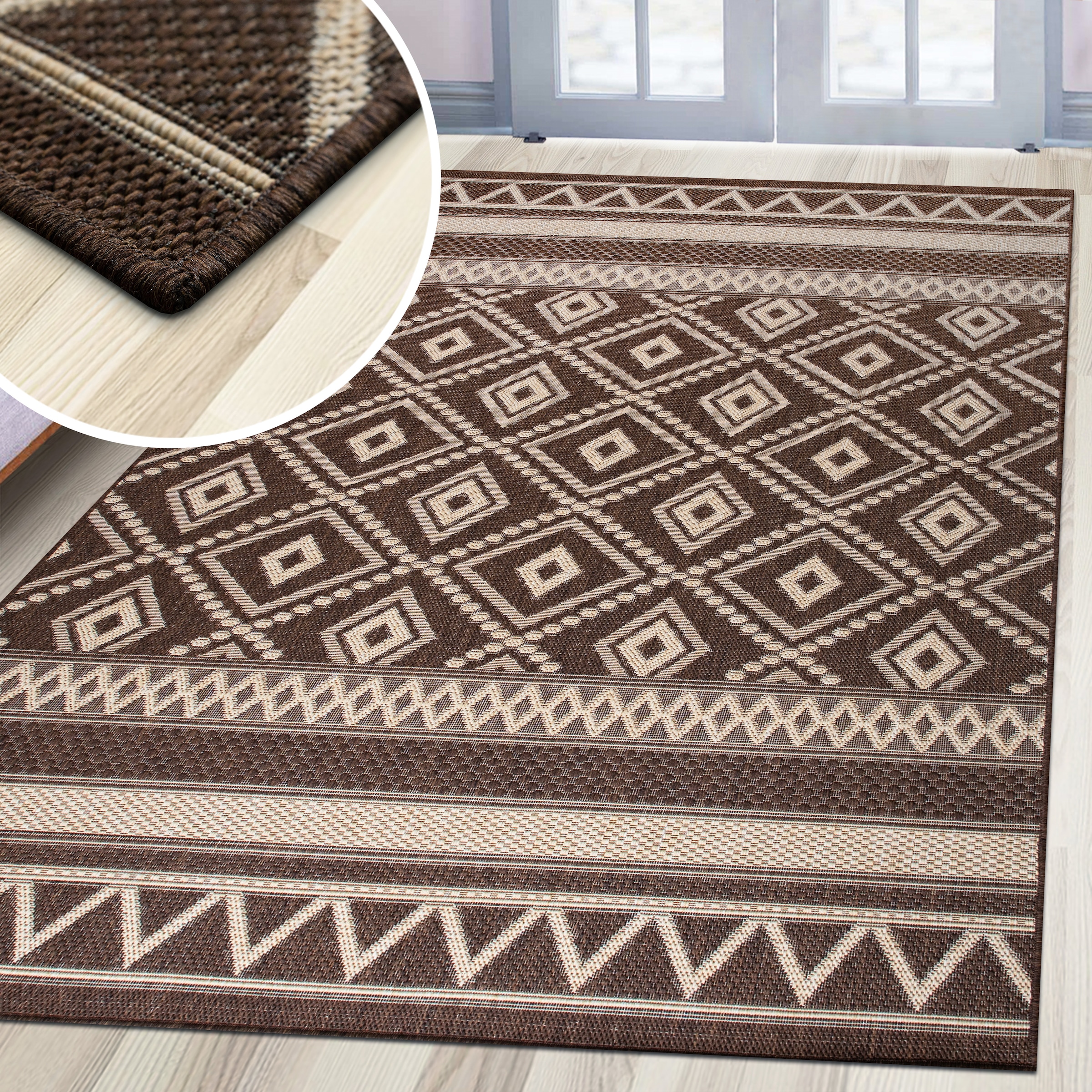 my home Teppich »Toronto auch als Läufer erhältlich«, rechteckig, 3 mm Höhe, In- und Outdoor geeignet, Sisal-Optik, Wetterfest & UV-beständig, Boho