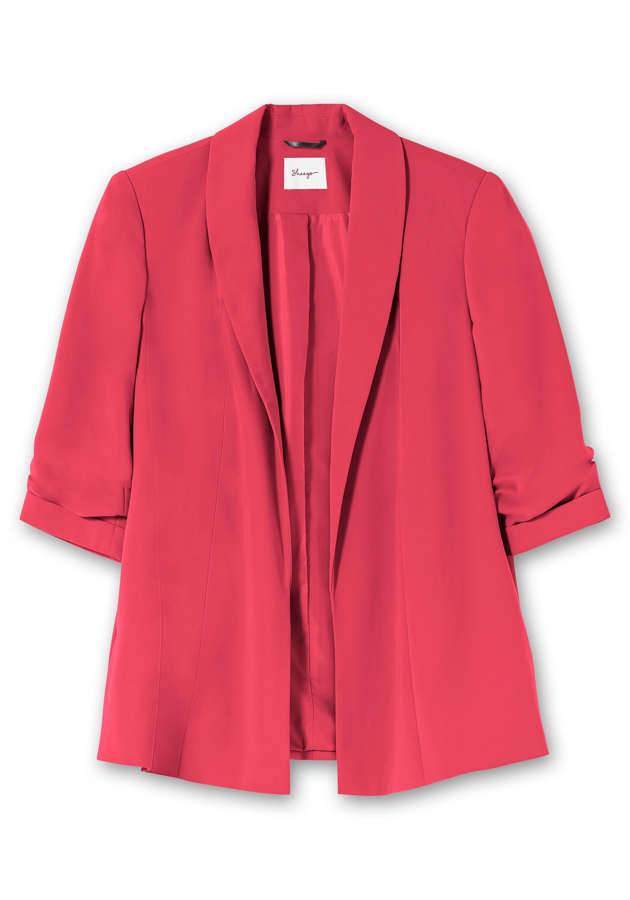 Sheego Longblazer »Blazer mit Schalkragen und gerafftem 3/4-Arm«, mit Schalkragen und gerafftem 3/4-Arm