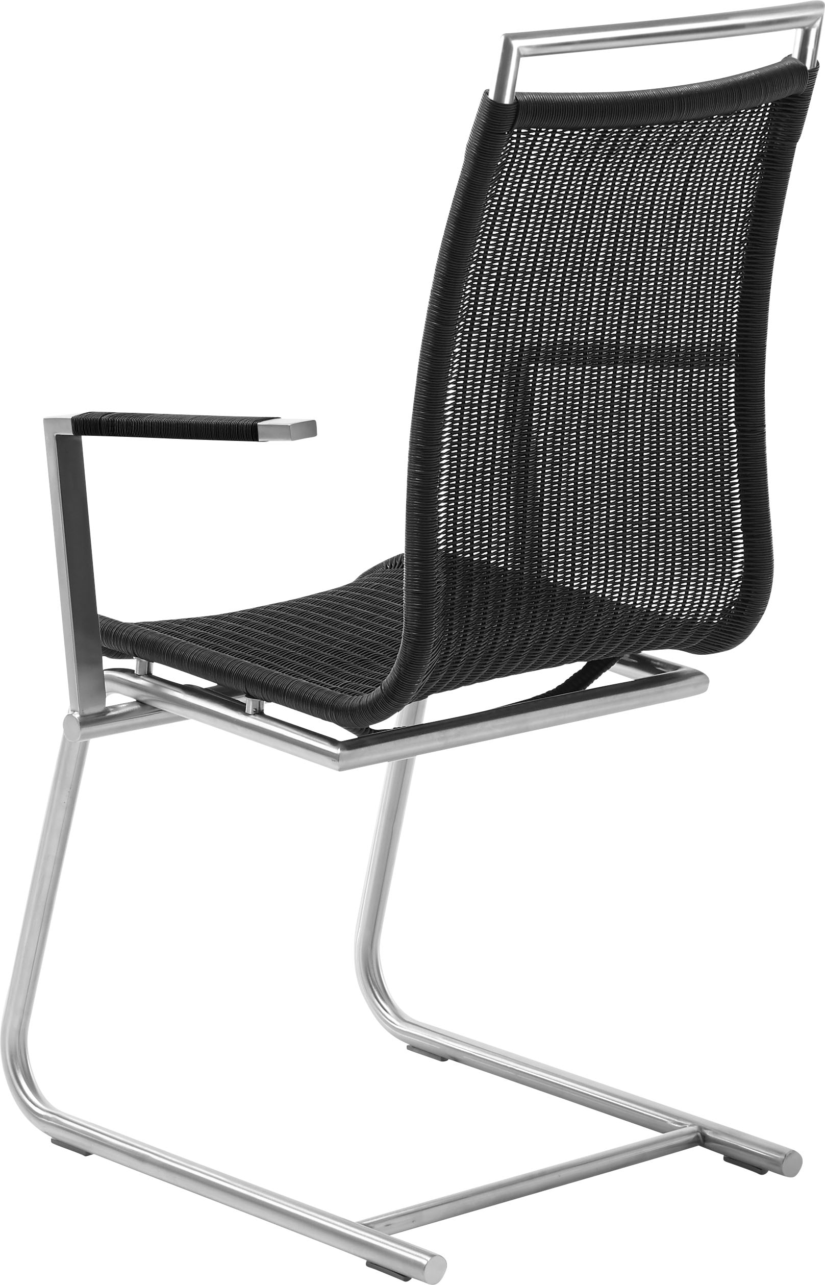 WK WOHNEN Freischwinger »WK 7400«, Gestell in Edelstahloptik, Vollgeflecht, mit Armlehne und Griff