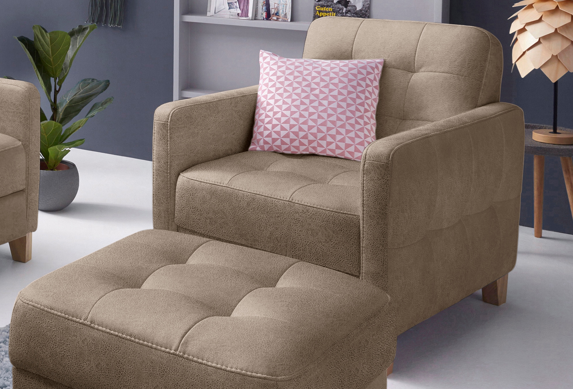 exxpo - sofa fashion Sessel »Elio, Loungesessel, aufwendige Detailverarbeitung, bequem und modern«, hoher Sitzkomfort für entspannende Momente