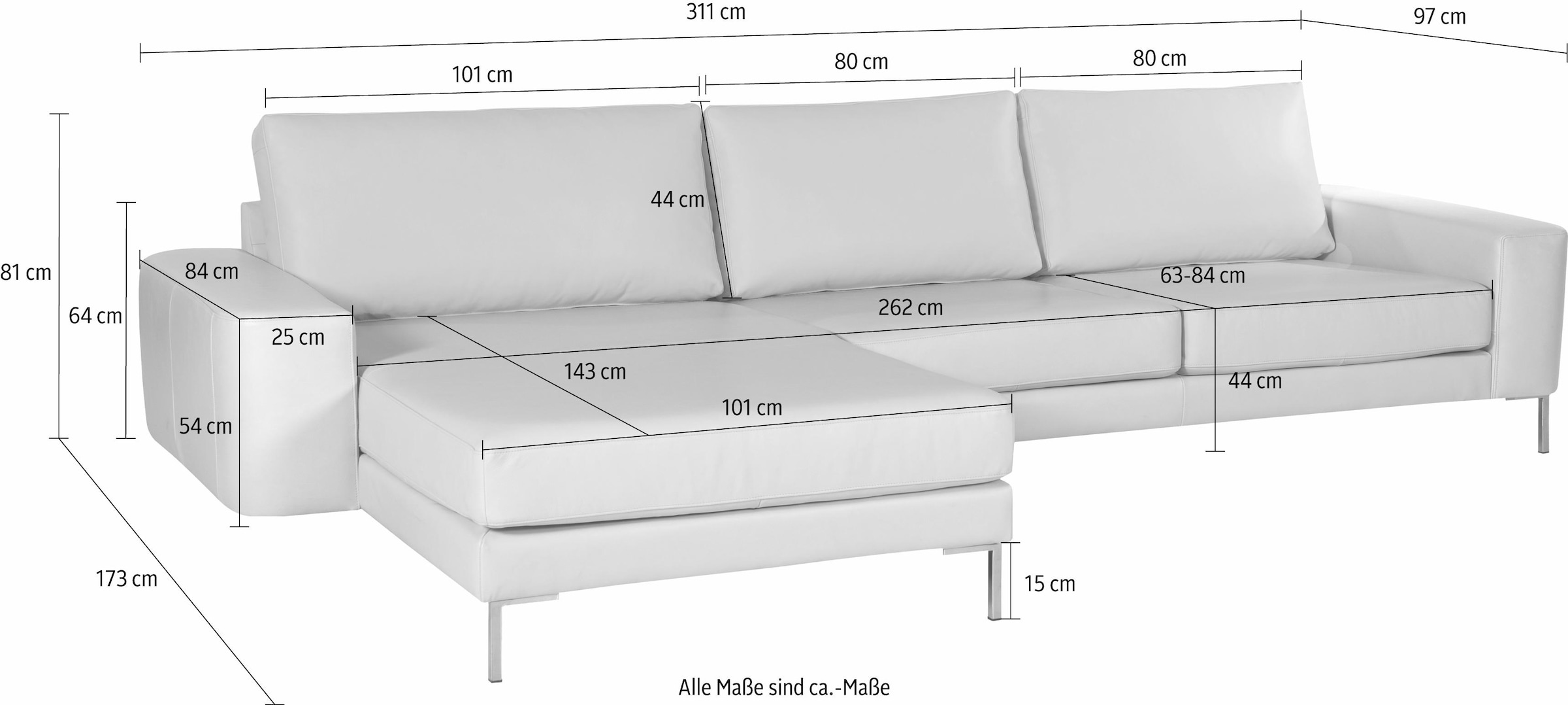 Alte Gerberei Ecksofa »Lexgaard, L-Form«, inkl. Rückenkissen, Ottomane wahlweise rechts oder links