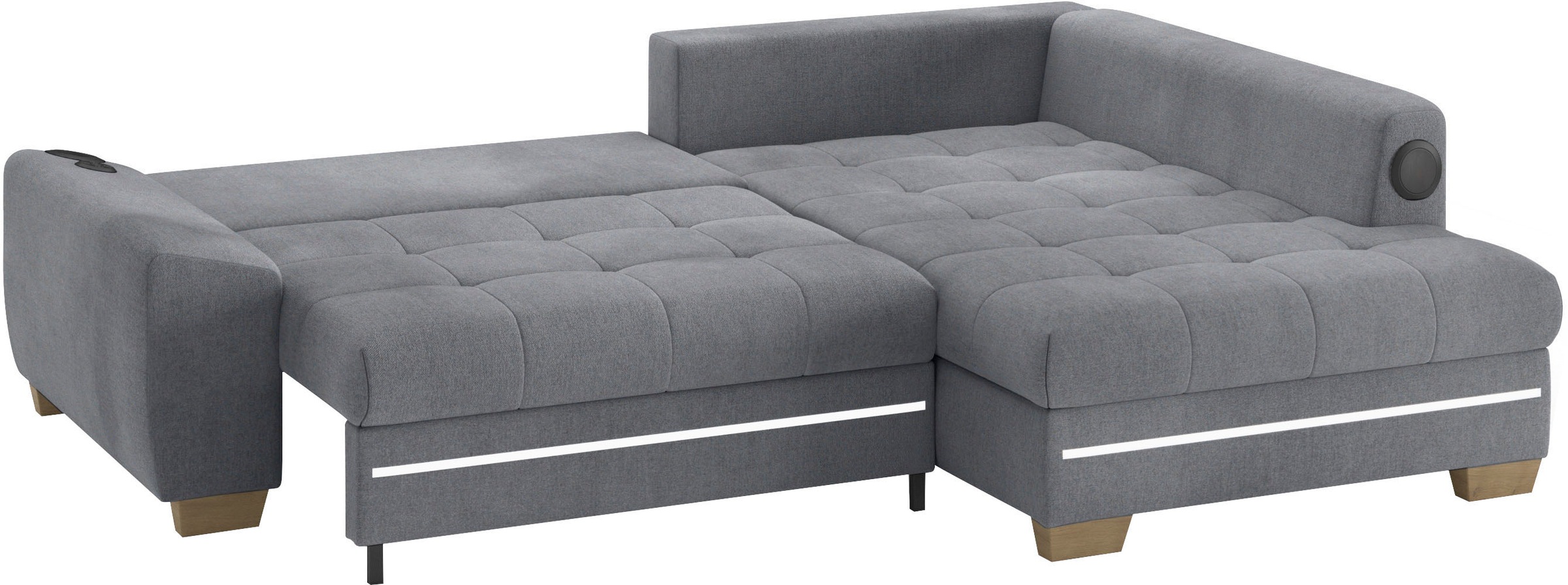 Mr. Couch Ecksofa »Nikita II, L-Form«, mit Kaltschaum, RGB-LED, Soundsystem, wahlweise mit Bett, Bettkasten
