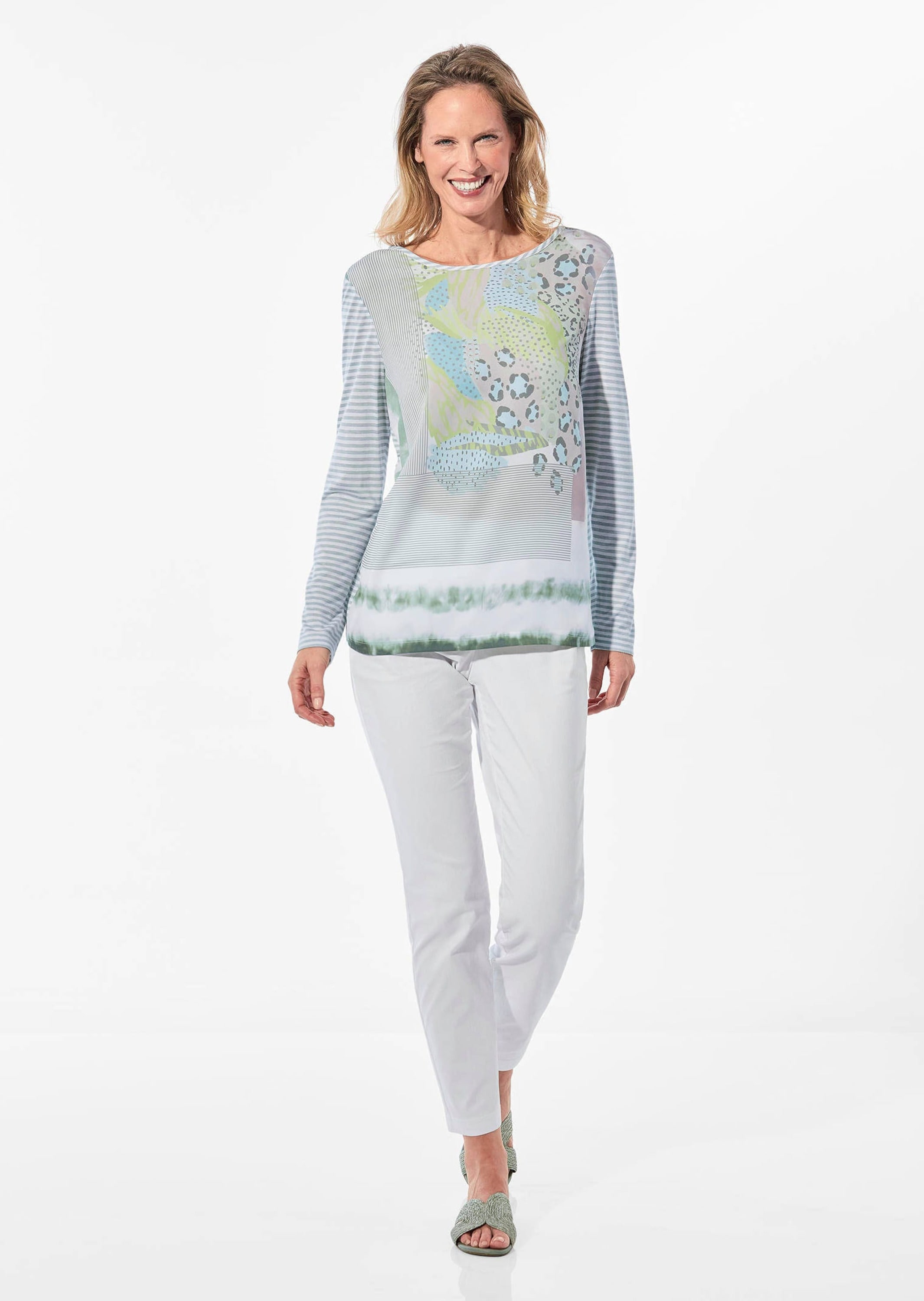 GOLDNER Print-Shirt »Kurzgröße Blusenshirt mit Mustermix« keine/nicht relevant