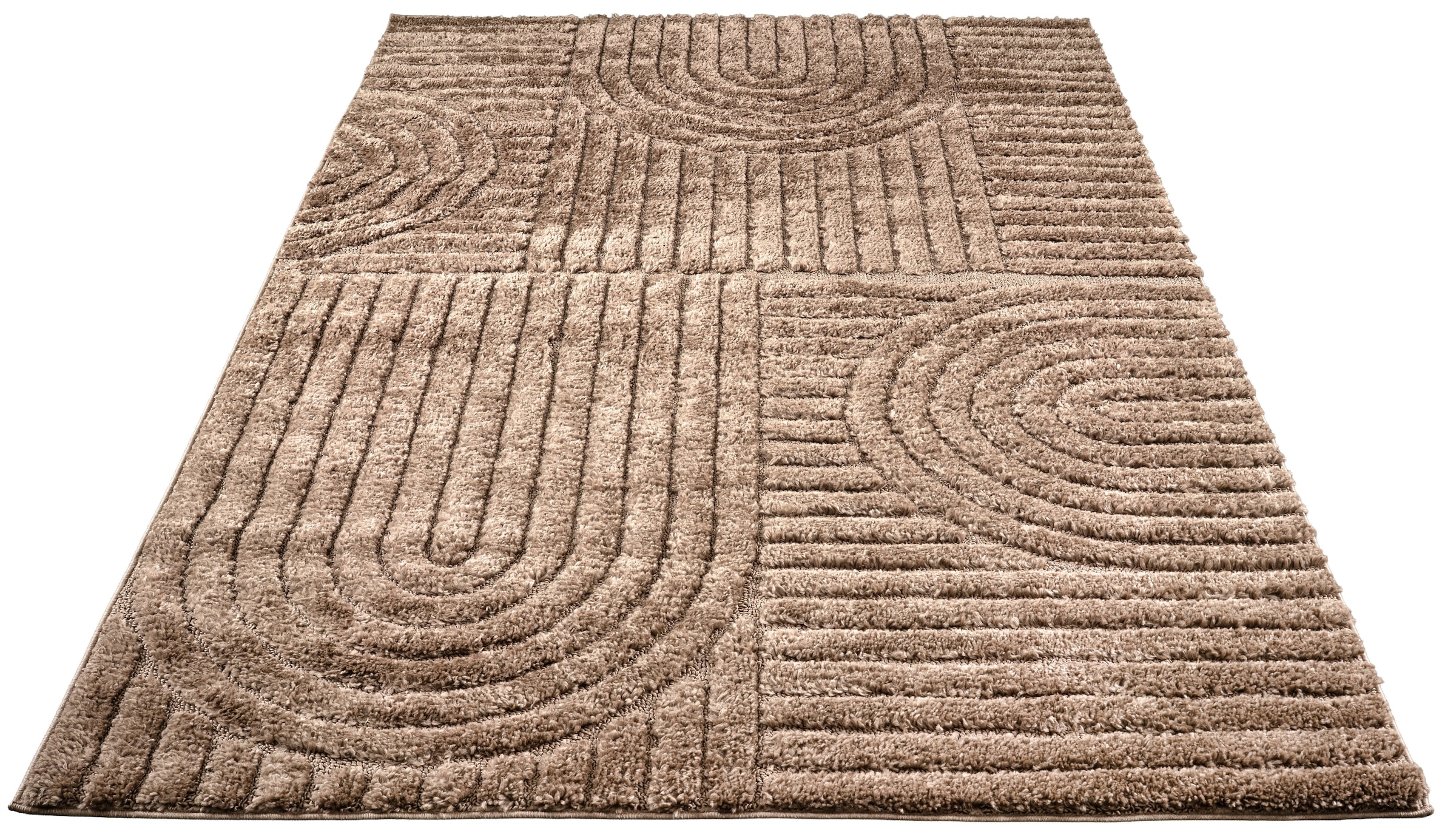 OTTO home Teppich »Jonne, Boho-Design, Scandi, Designteppich« rechteckig 20 mm Höhe Hoch-Tief, 3D Optik, skandinavischer Stil, Wohnzimmer, Schlafzimmer