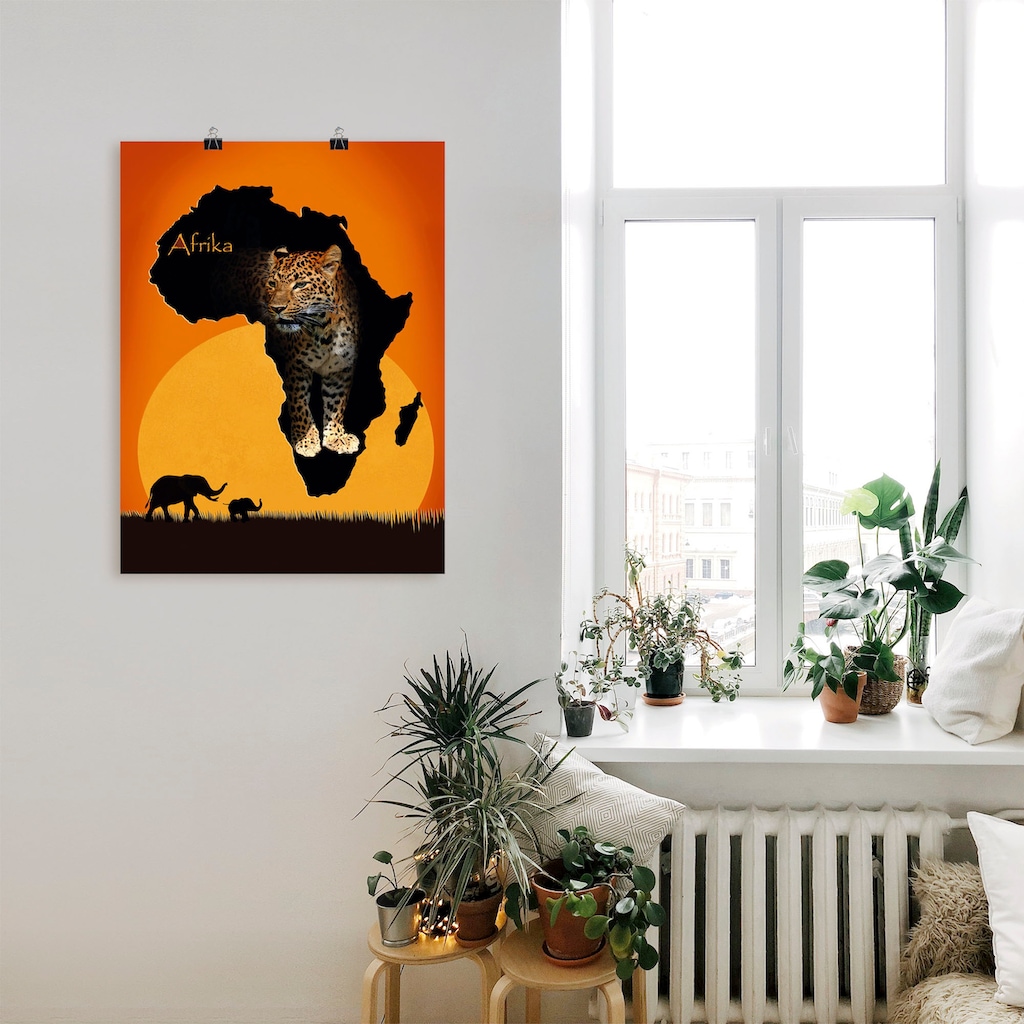 Artland Wandbild »Afrika der schwarze Kontinent«, Wildtiere, (1 St.)