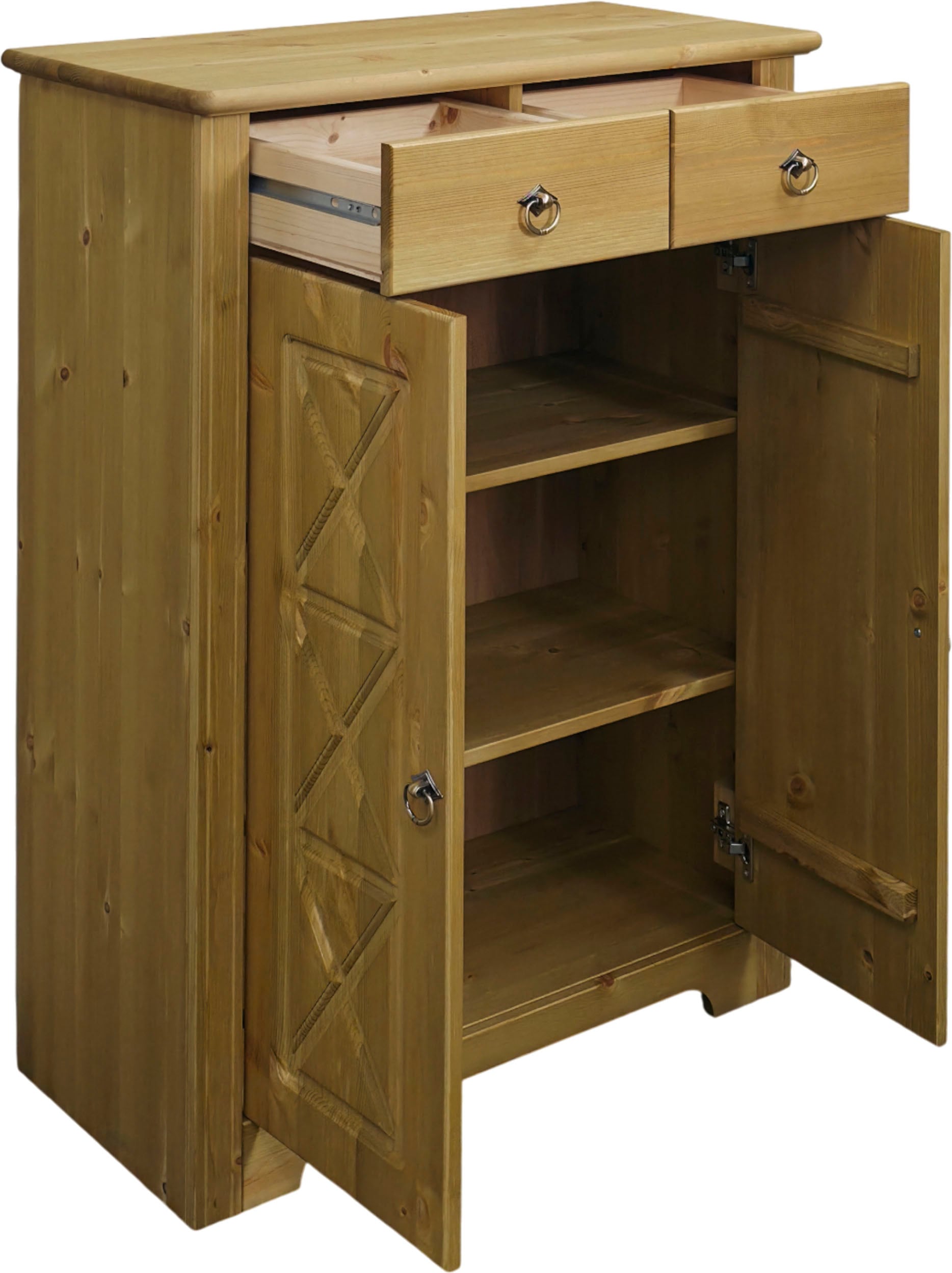 OTTO home Kommode »Hugo« B/T/H: 74/38/100 cm,  aus massiver Kiefer, Breite 74 cm,  2 Schubladen, FSC® zertifiziert