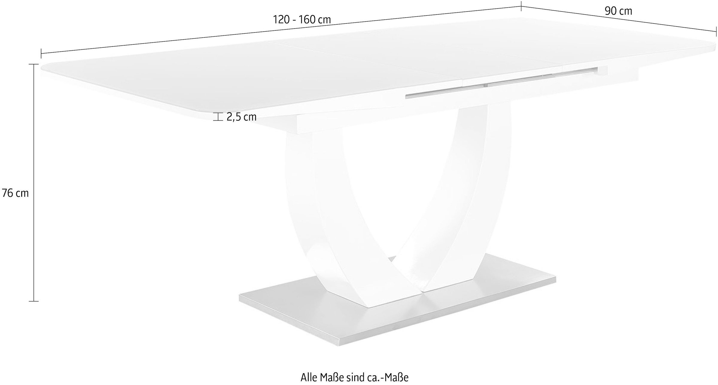 Jockenhöfer Gruppe Esstisch »Ulm«, Hochglanz, mit Synchronauszug, Breite 160-200 cm