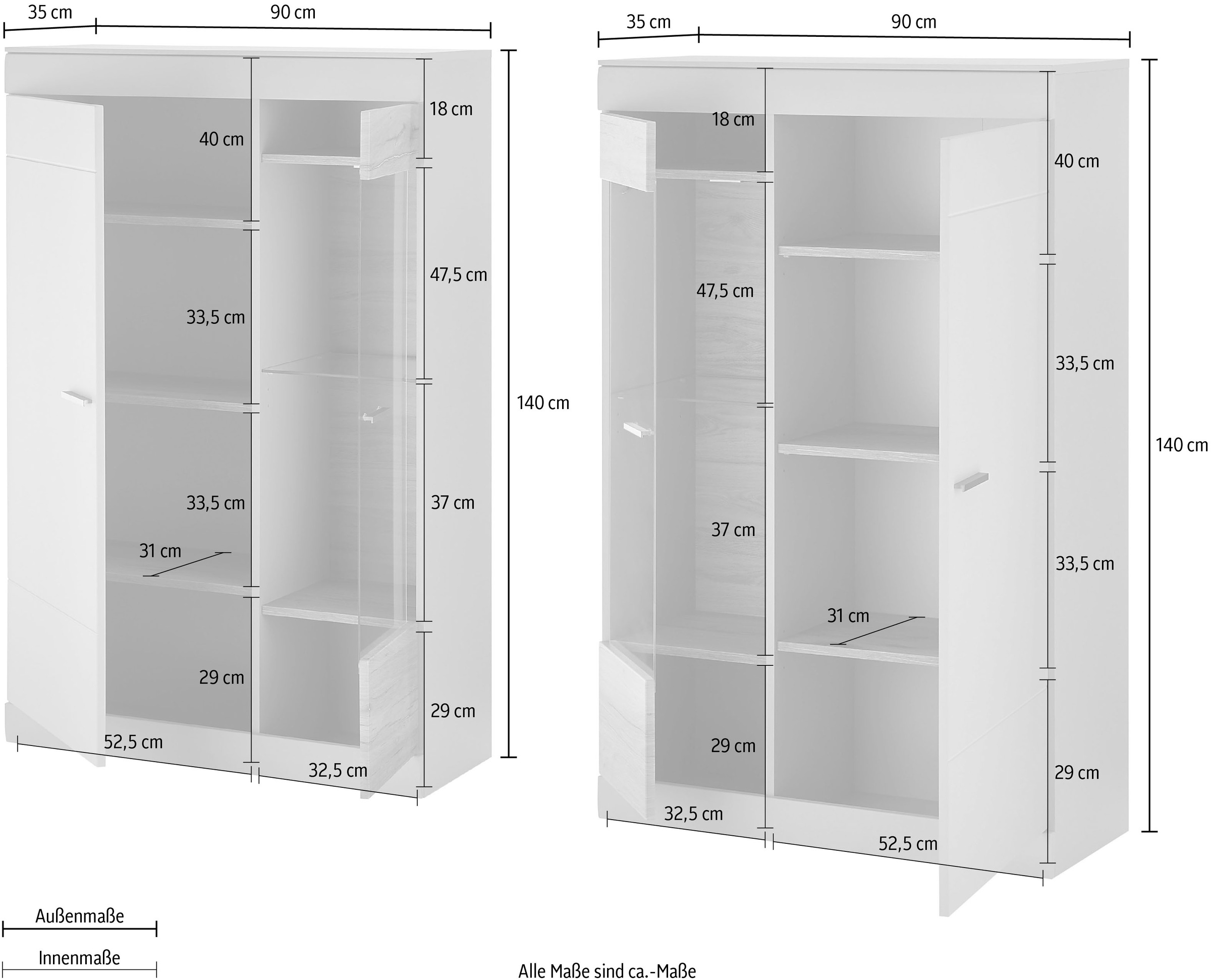 INOSIGN Wohnwand »SCARA«, (2 St.), trendige Farbe mit Applikation Zinneiche Dekor, mit Softclose-Funktion