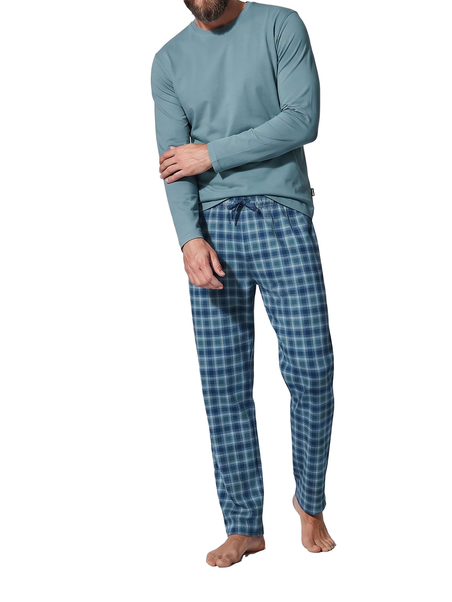 Ammann Pyjama »Herren Langarm Shirt, Lange Flanellhose Night & Relax« 1 Stk.