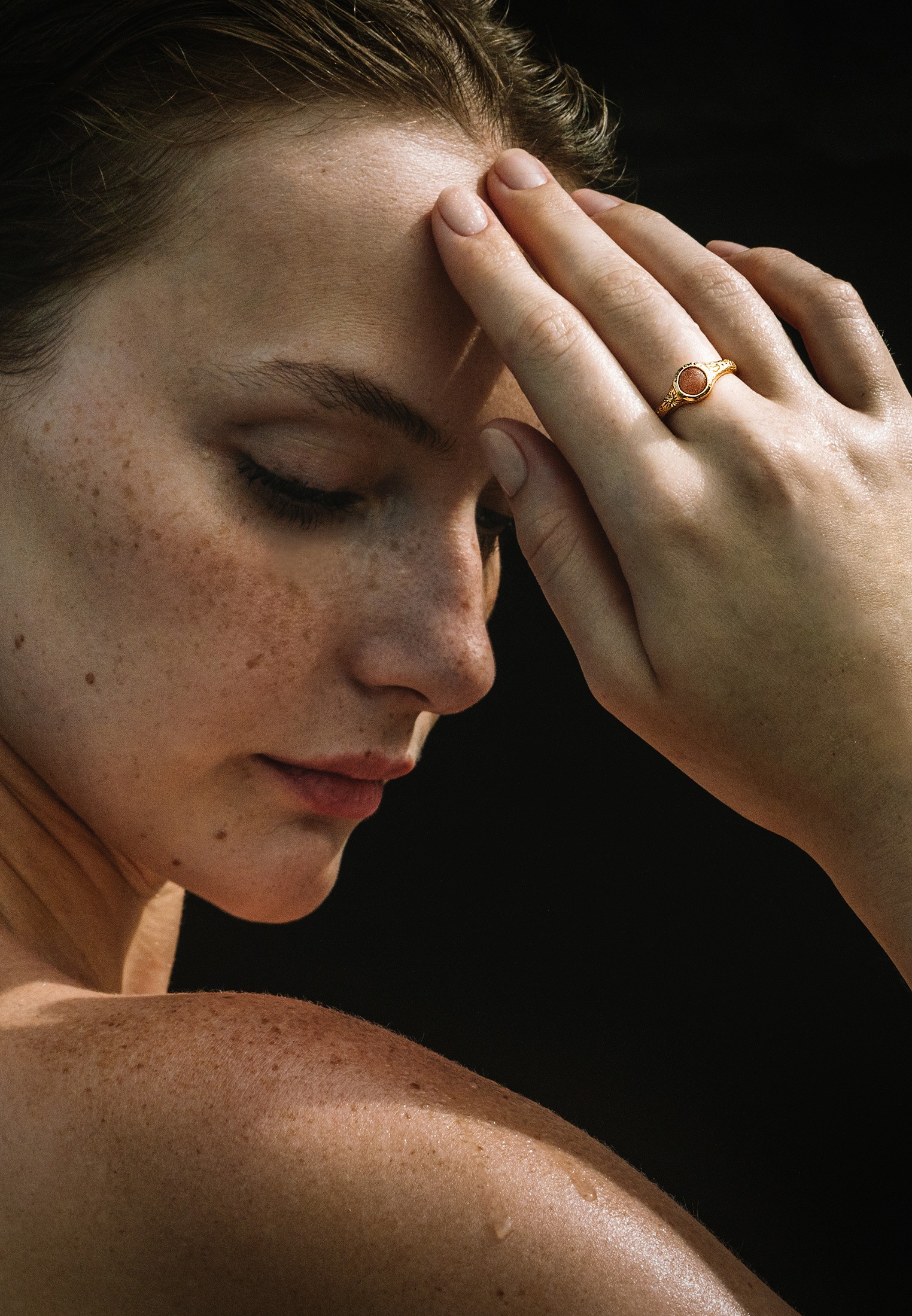 HAZE & GLORY Silberring »Ring Siegelring Sonnenstein Orange 925 Sterling Silber - De La Ray«