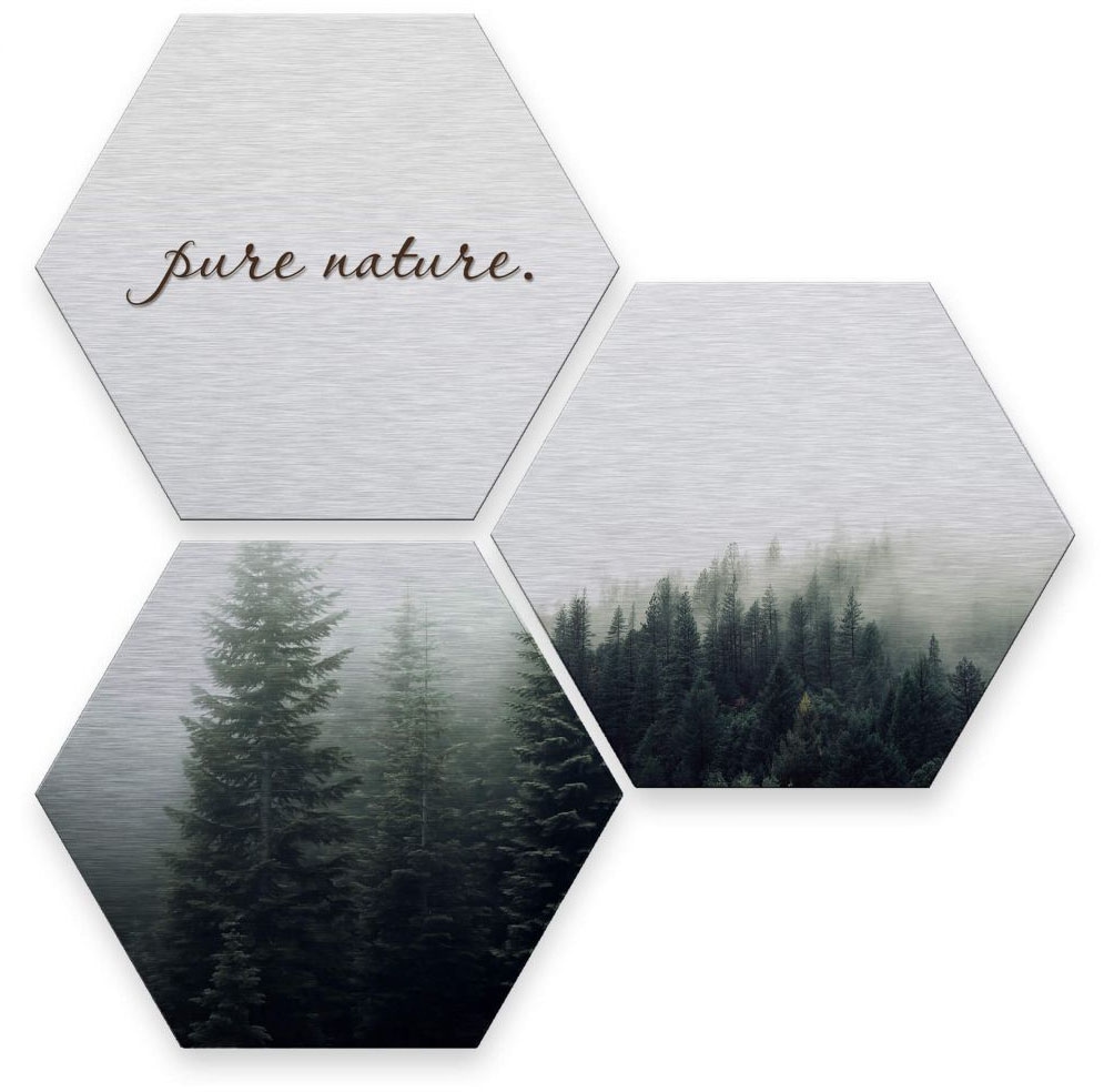 Nature Wall-Art St.) Raten 3 Mehrteilige Pure (Set, auf Bilder Wald«, bestellen Effekt »Silber