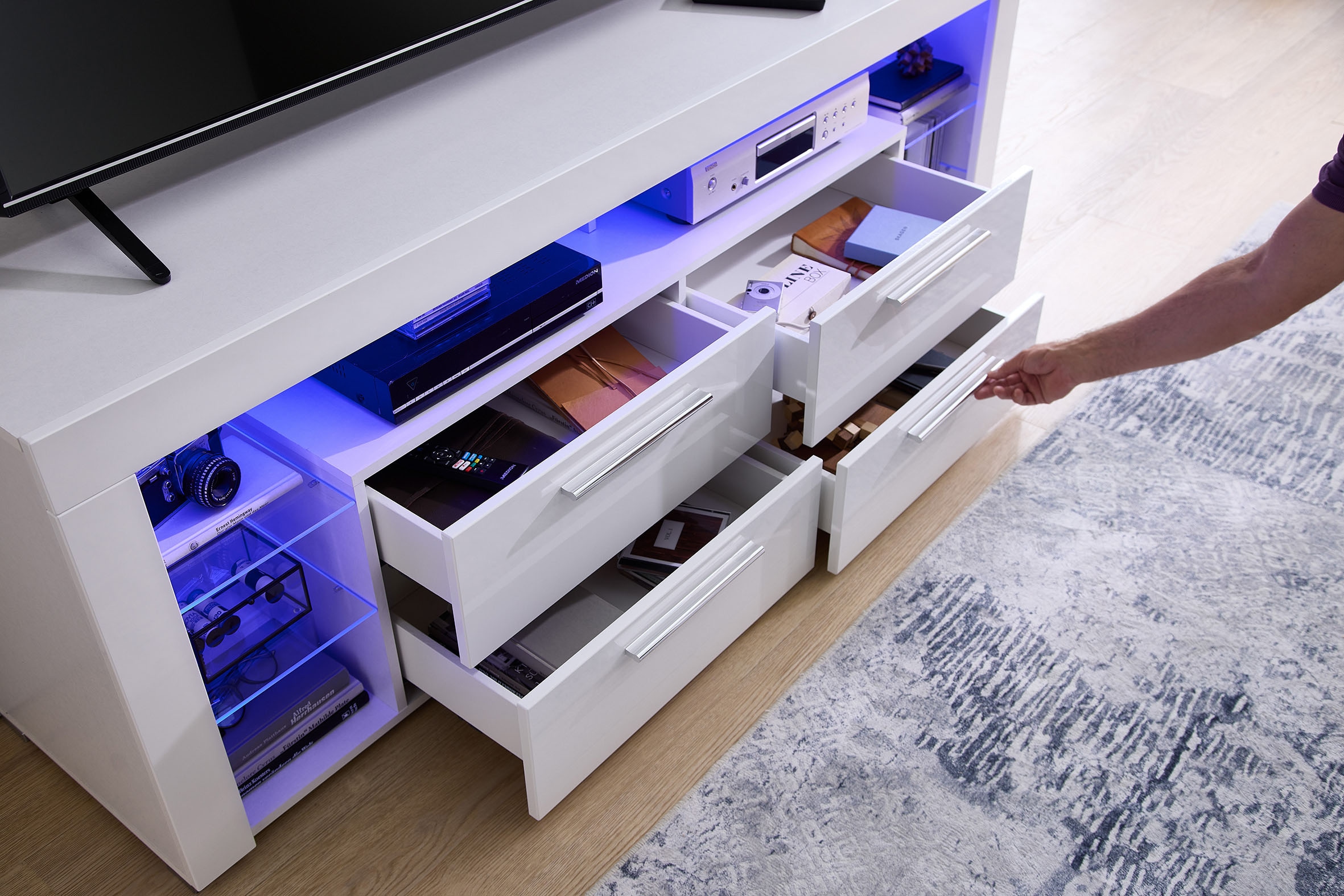 Stolkom TV-Schrank »Goal« 4 Schubkästen, 6 offenen Fächern, Stellmaß 179/66/44 cm