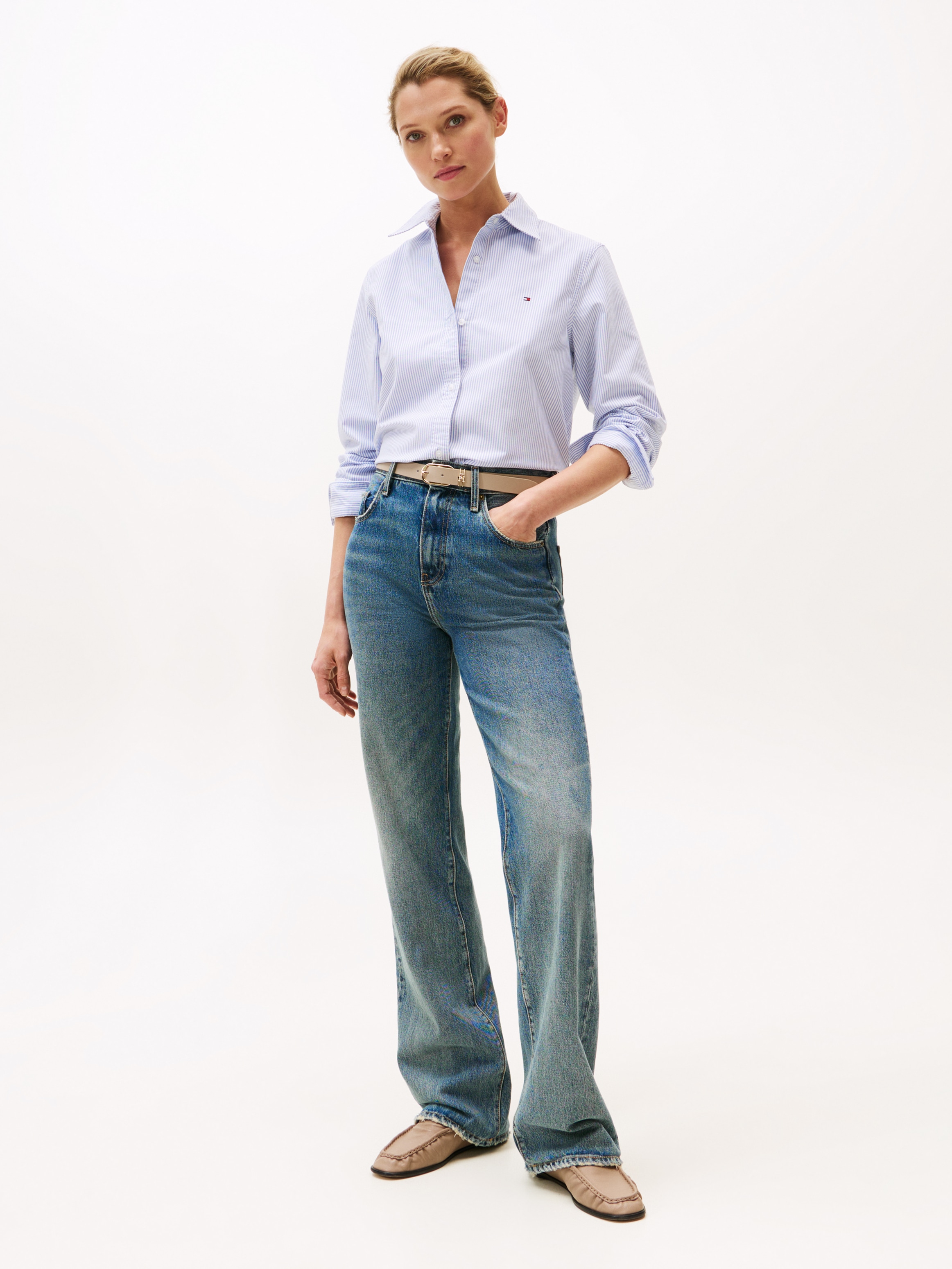 Tommy Hilfiger Hemdbluse »OXFORD RELAXED FIT SHIRT«, mit aufgestickter Flag