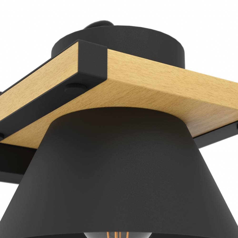 EGLO Wandleuchte »MACCLES Wandlampe, Stahl und Holz, Wohnzimmerlampe, Flurlampe, Lampe«, 1 flammig, Leuchtmittel E27 | ohne Leuchtmittel, aus schwarzem Metall und natürlichem Holz, für Wand und Decke, E27