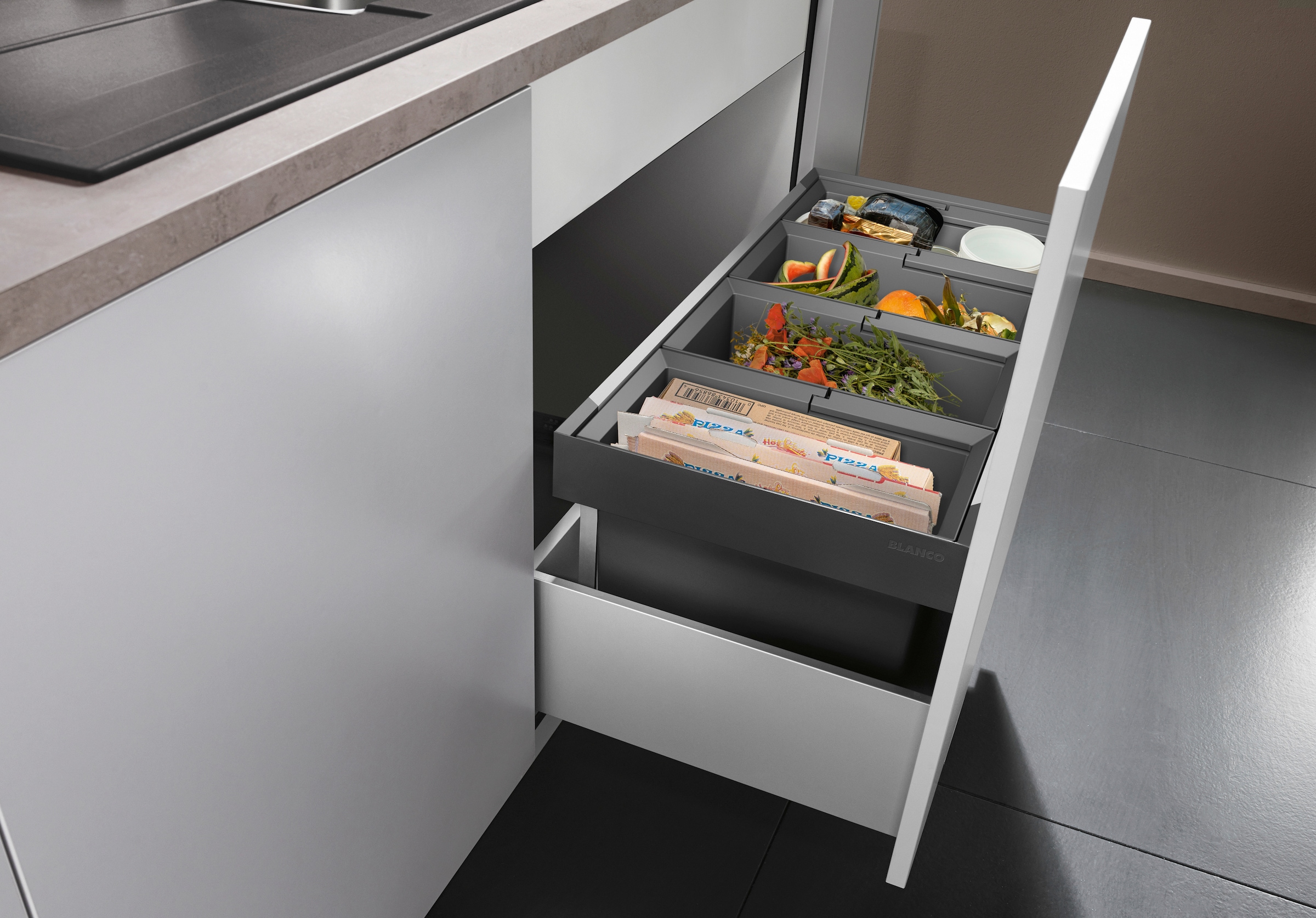 Blanco Mülltrennsystem »Flexon II 90/4«, 4 Behälter, Kunststoff, Stahlblech, 900 mm Untermass