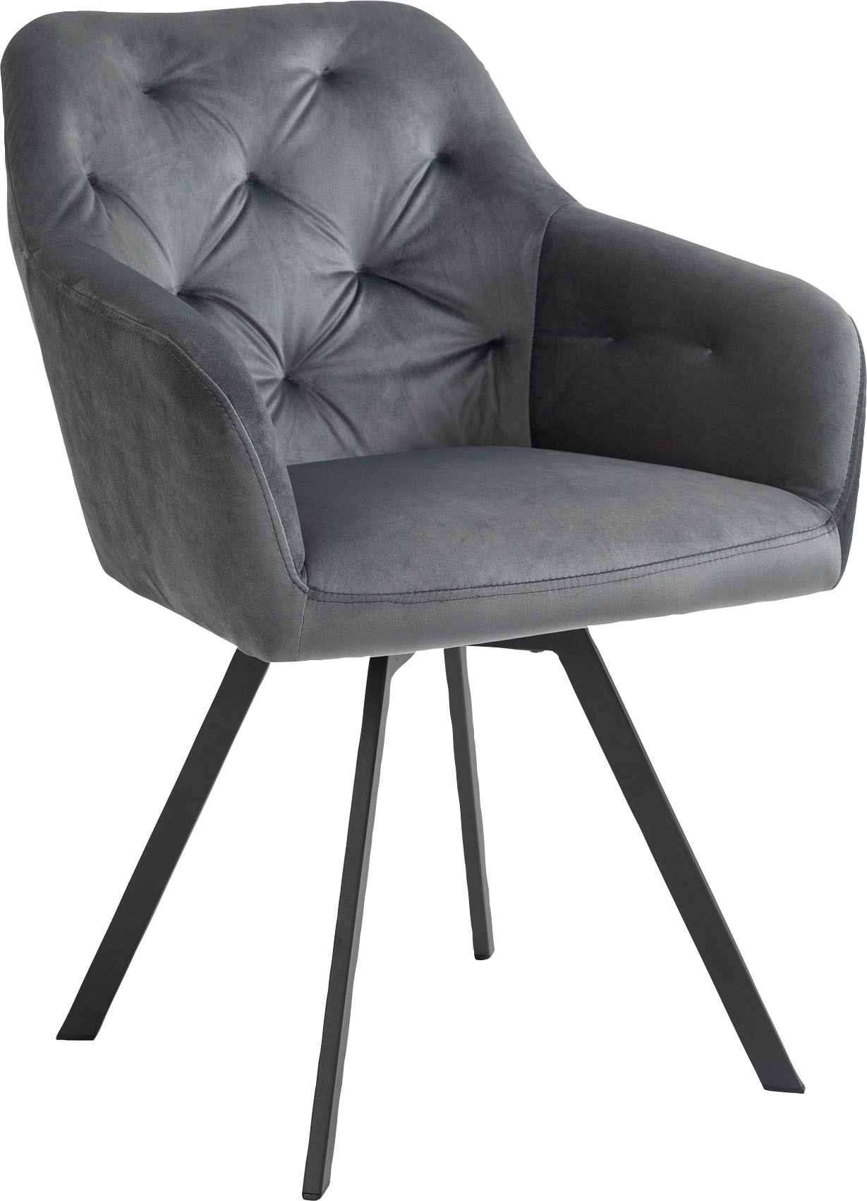 SalesFever Esszimmerstuhl »Toronto Stuhl - Stilvoller Armlehnstuhl mit Steppungen« () 1 Stk.Esszimmersessel, 360° Drehplatte unter der Sitzfläche