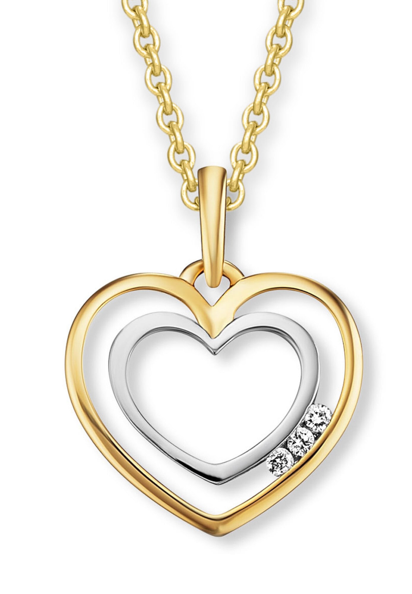 ONE ELEMENT Kettenanhänger »0.03 ct Diamant Brillant Herz Anhänger aus 585 Gelbgold«
