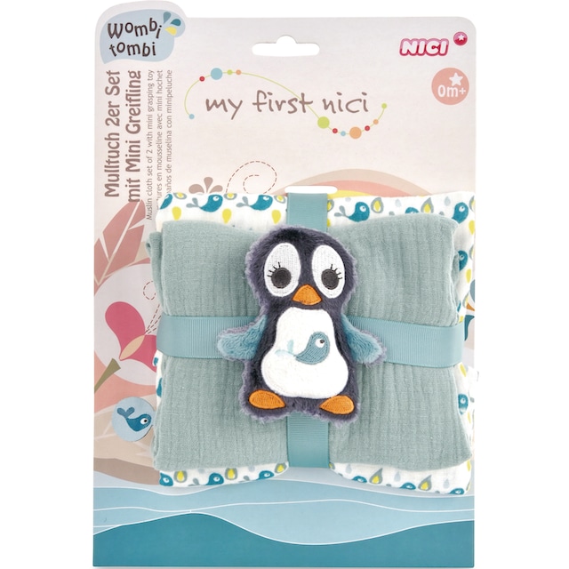 Nici Stoffwindeln »My first NICI, Mulltuch 2er Set mit Greifling Pinguin  Watschili« bei