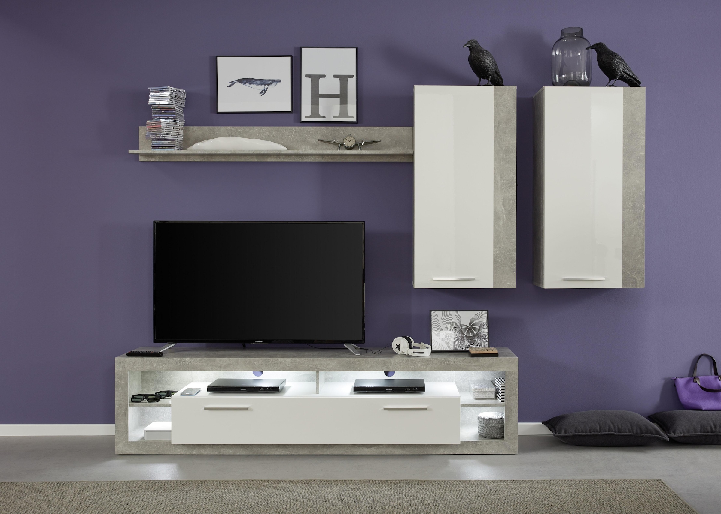 INOSIGN Hängevitrine »Gwendolyn«, Hängeschrank fürs Wohnzimmer mit 3 Fächern - (B/T/H) 52/31/103 cm