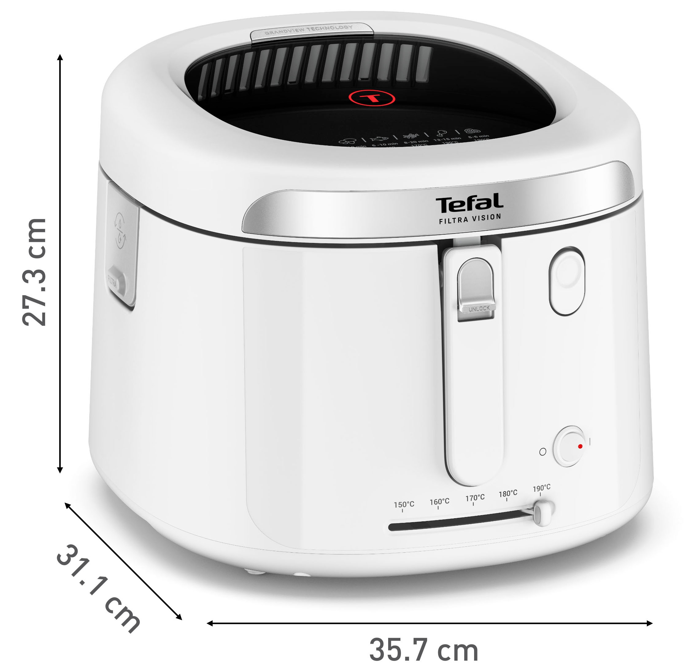 Tefal Fritteuse »Filtra Vision« 1900 W Fassungsvermögen 2,1 l extragroßes Sichtfenster für bessere Sicht, Filtersieb, FF2541
