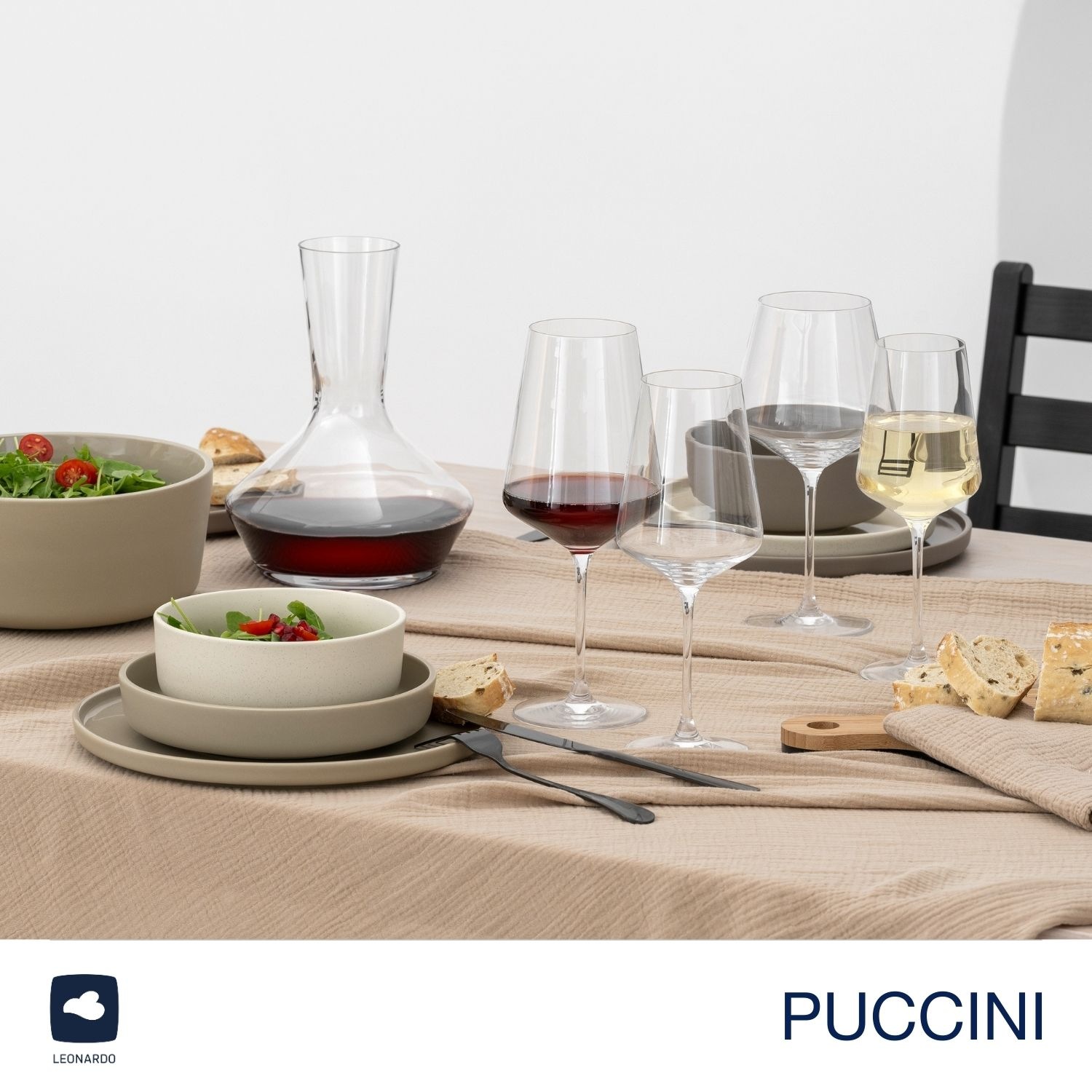 LEONARDO Weißweinglas »Gläser-Set PUCCINI + Poliertuch, 7-teilig« 6 Weisswein Gläser, 560 ml, mit Poliertuch