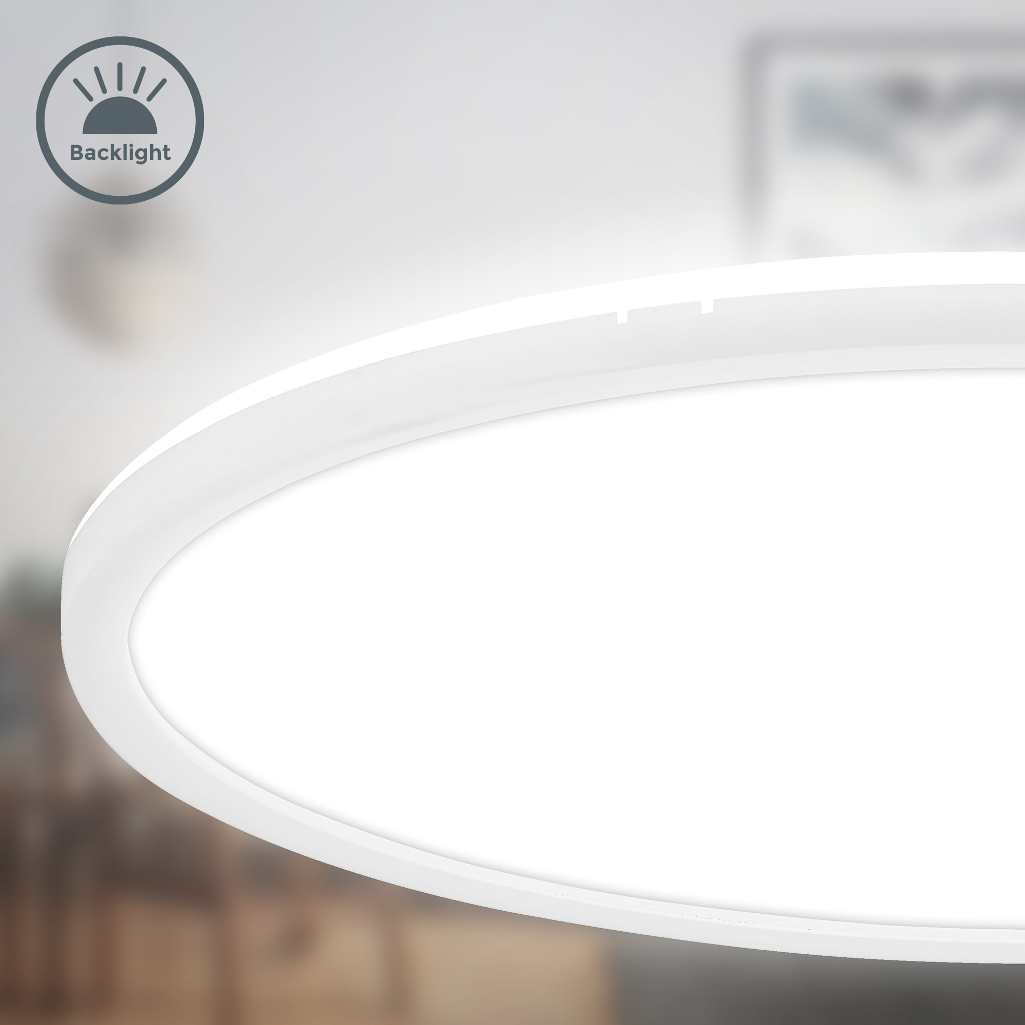 B.K.Licht LED Deckenleuchte »BKL1600 Ultraflache Deckenlampe, LED Panel mit Backlight« LED-Modul 1 Stk. Neutralweiß 4.000K, 3.000 Lm, 22W, indirekte Hintergrundbeleuchtung, ⌀42cm, Weiß