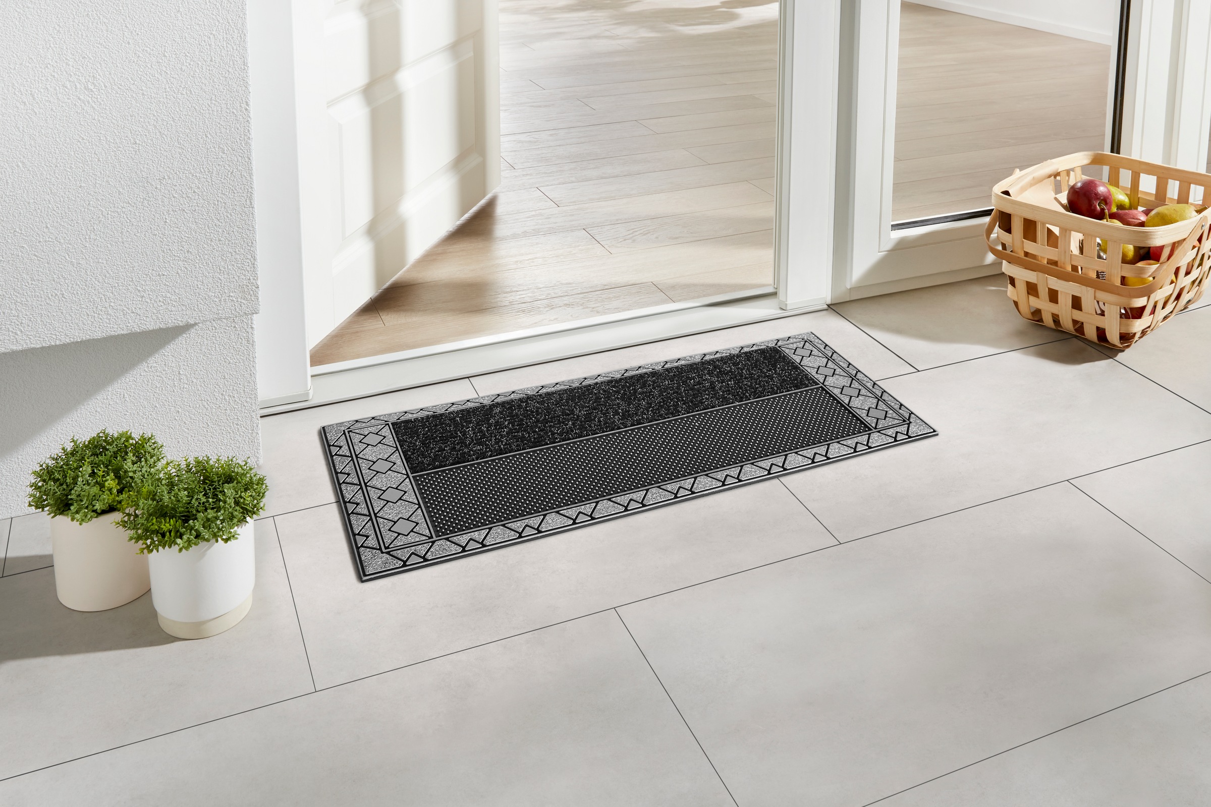 Home2Fashion Fußmatte »CenterClean XL - Rhombus«, rechteckig, 8 mm Höhe, schmale Schmutzfangmatte, robust, Rauten, In- und Outdoor geeignet