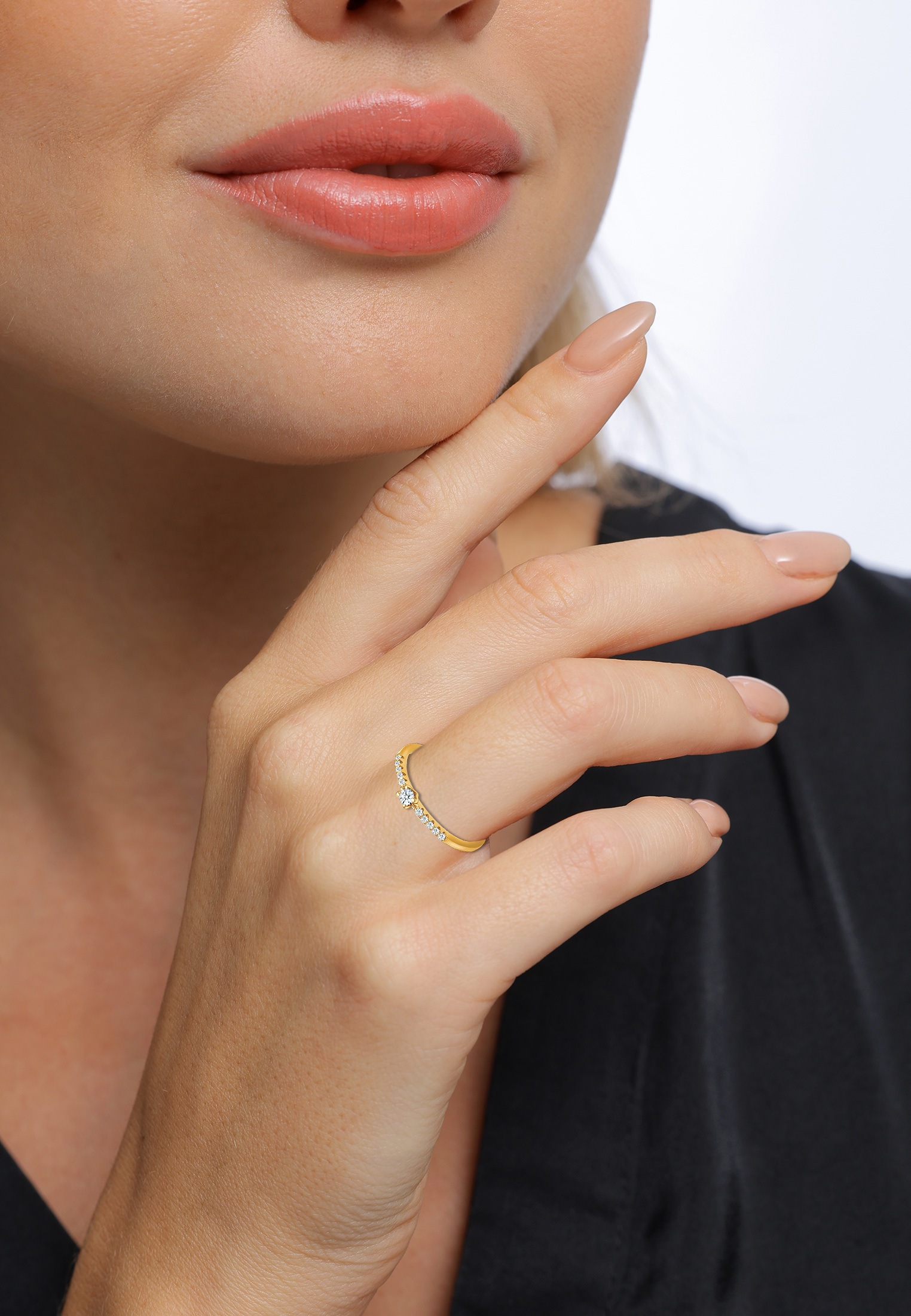 Elli DIAMONDS Verlobungsring »Ring Microsetting Diamant (0.11 ct.) 585er Gelbgold«