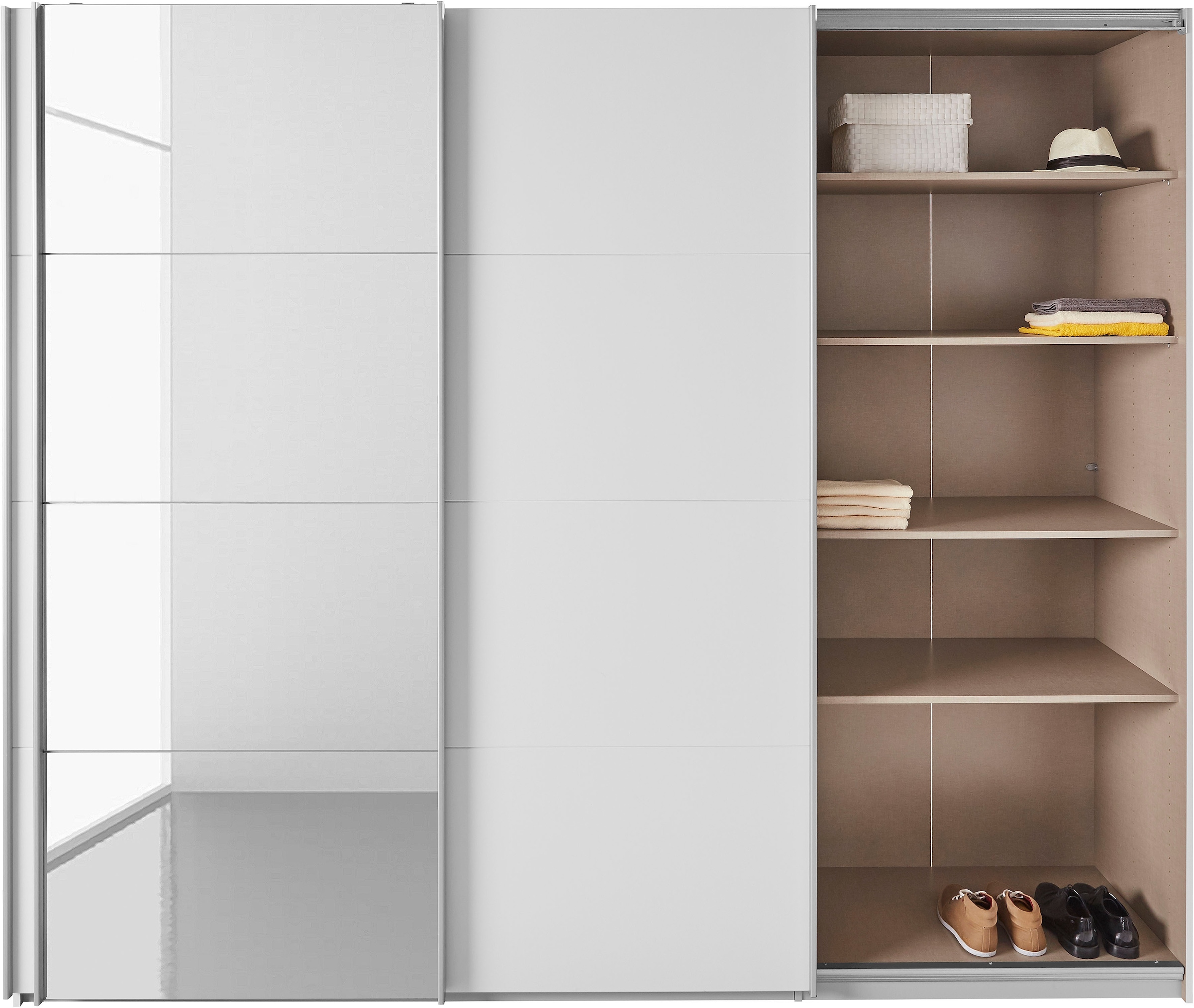 rauch Schwebetürenschrank »Kleiderschrank Schrank Garderobe Wäscheschrank TOMA«, inkl. Regaleinsatz sowie zusätzlichen Einlegeböden MADE IN GERMANY