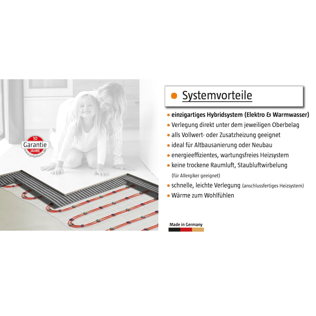 bella jolly Fußbodenheizung »Vario-Heat Hybrid 7,5qm (3x 3,1m x 0,8m), 1125W / 600W«